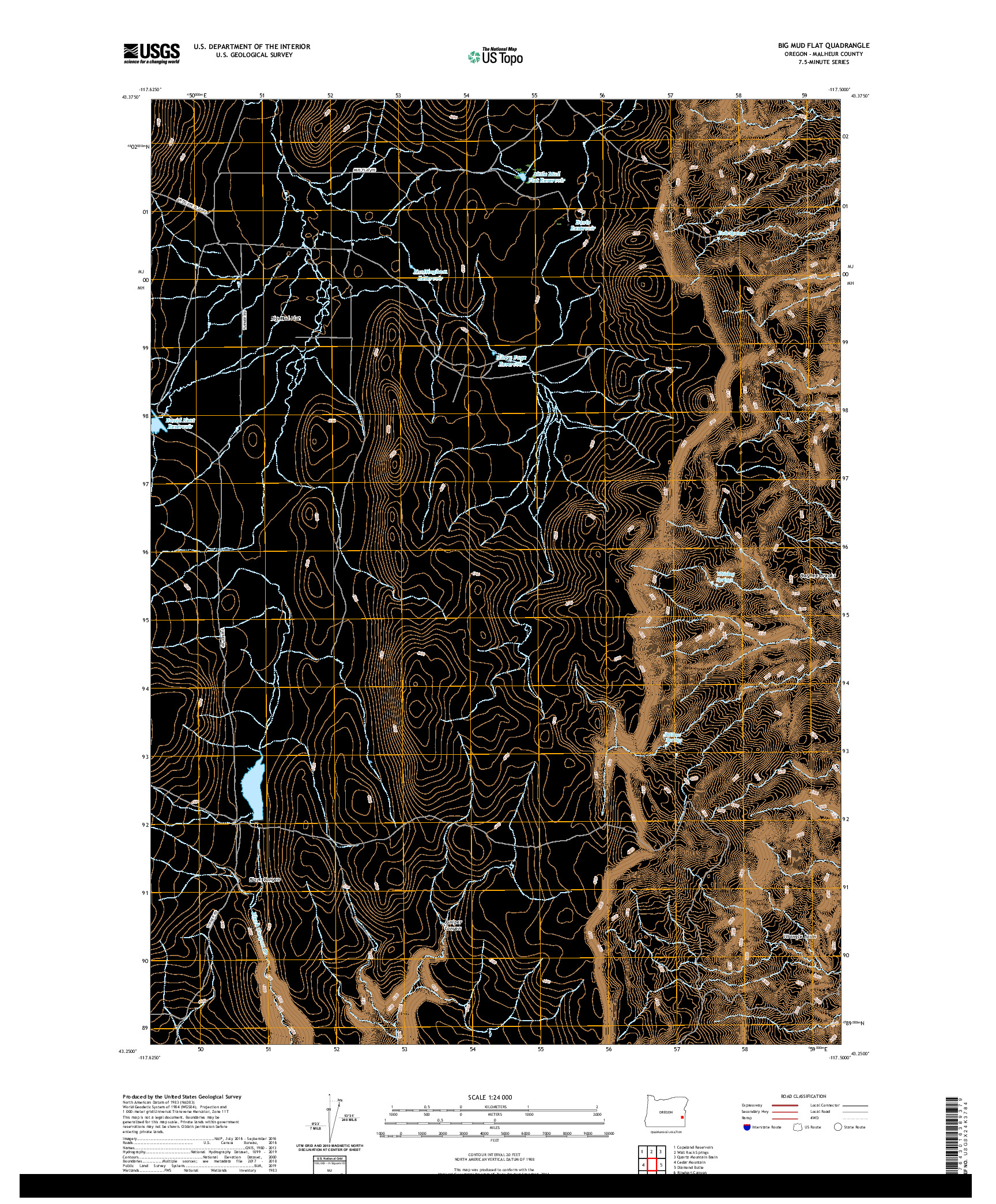 USGS US TOPO 7.5-MINUTE MAP FOR BIG MUD FLAT, OR 2020