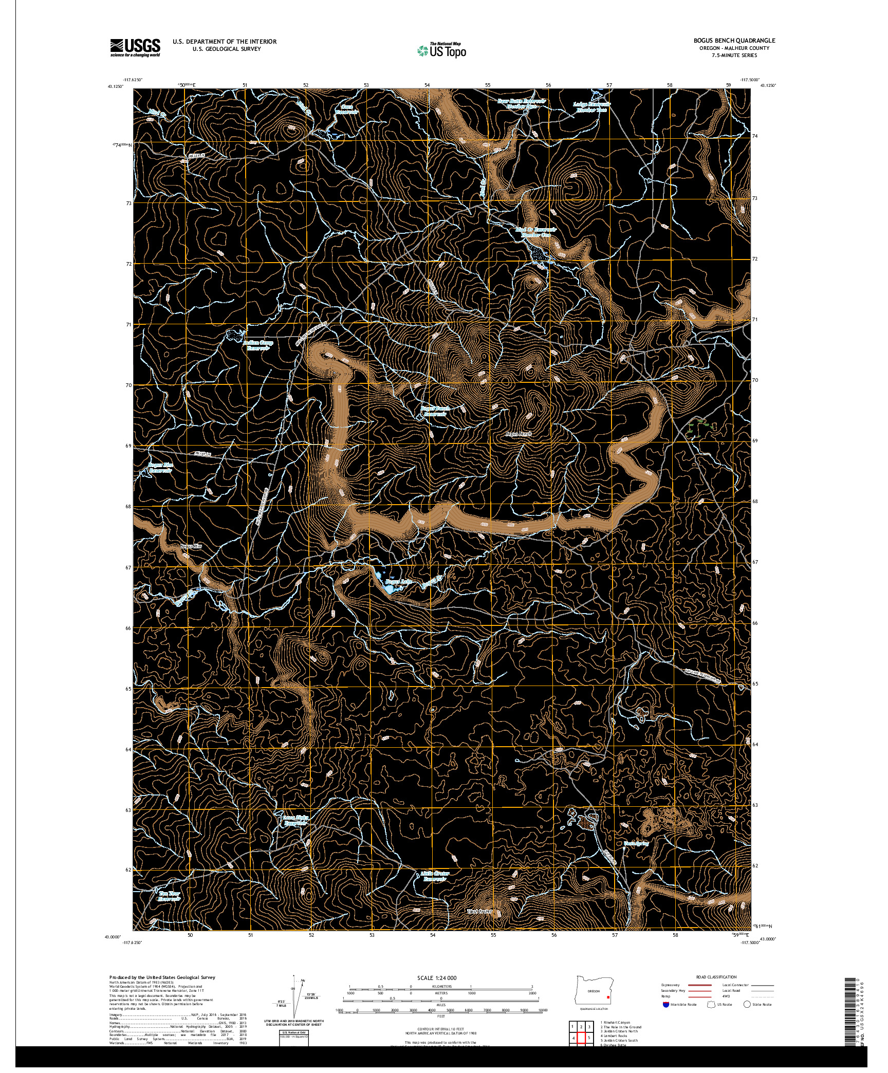 USGS US TOPO 7.5-MINUTE MAP FOR BOGUS BENCH, OR 2020