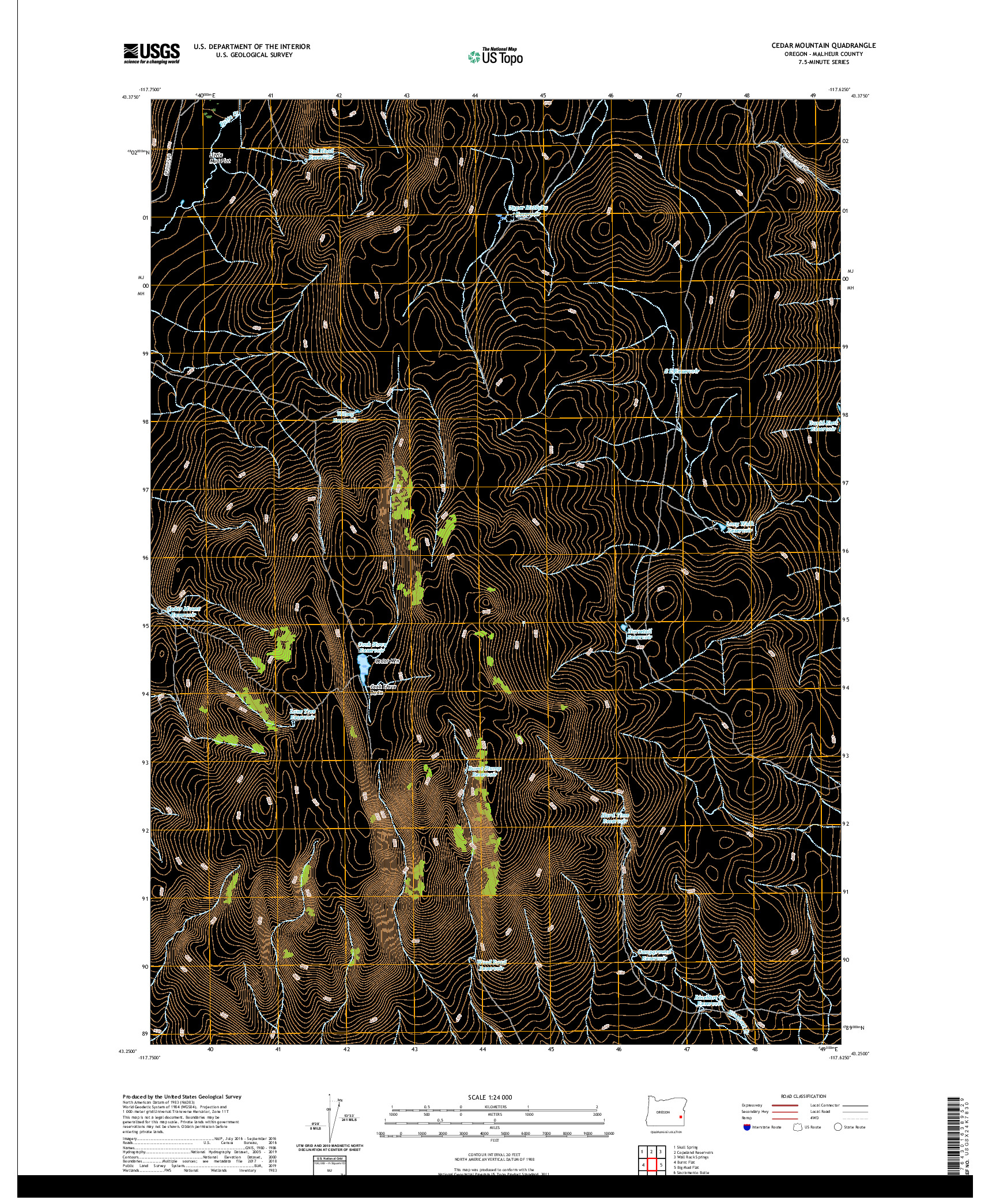 USGS US TOPO 7.5-MINUTE MAP FOR CEDAR MOUNTAIN, OR 2020