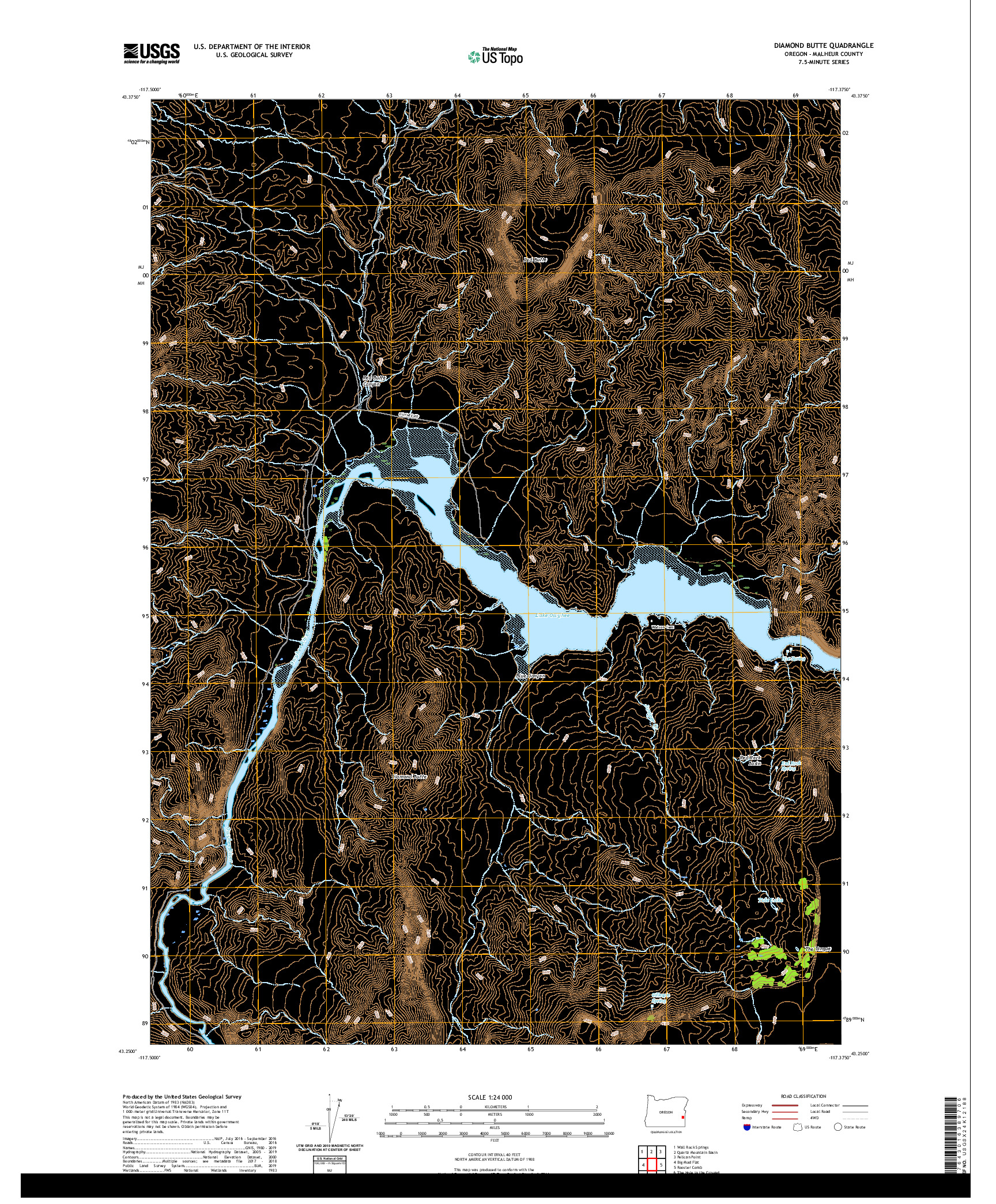 USGS US TOPO 7.5-MINUTE MAP FOR DIAMOND BUTTE, OR 2020