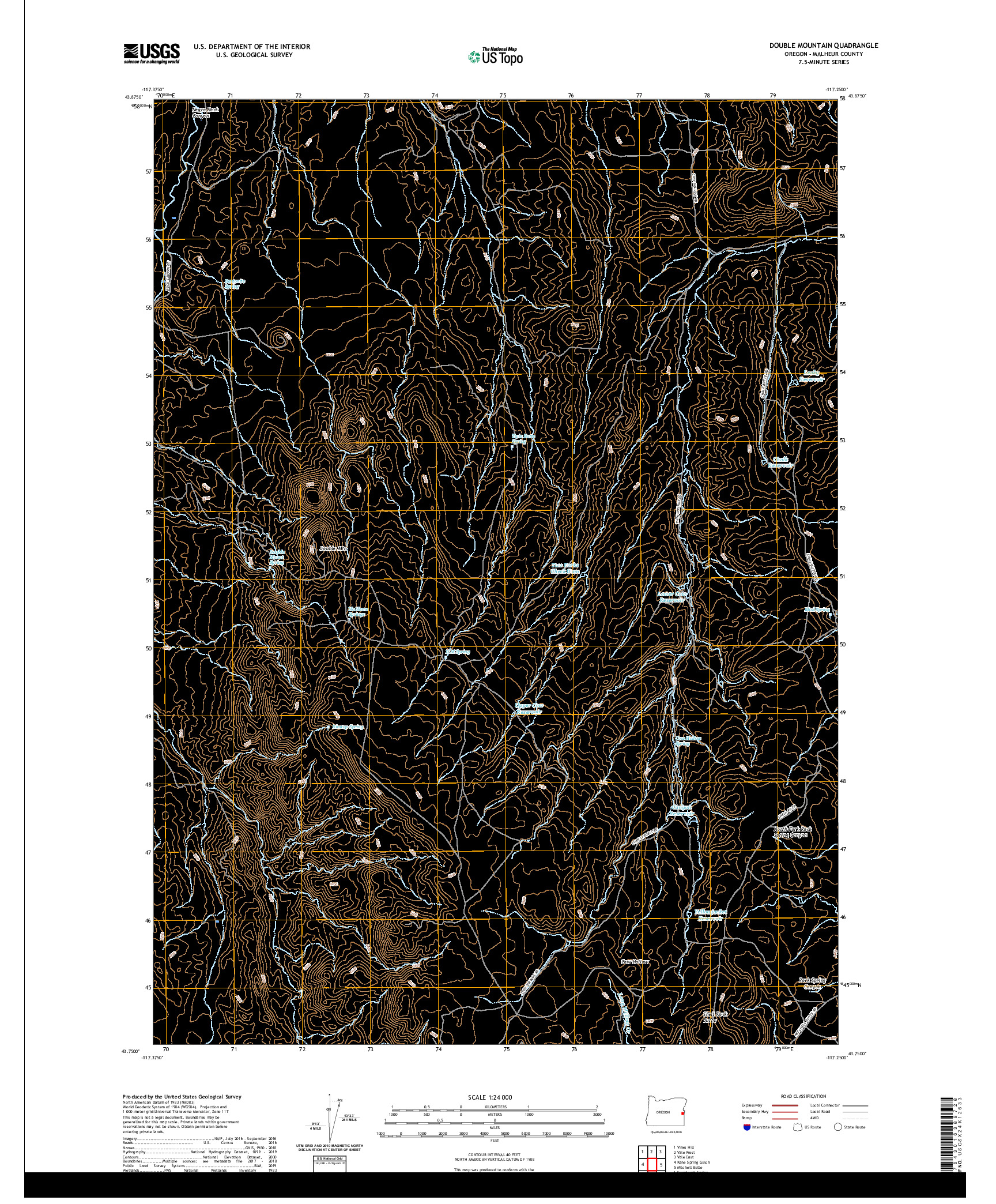 USGS US TOPO 7.5-MINUTE MAP FOR DOUBLE MOUNTAIN, OR 2020