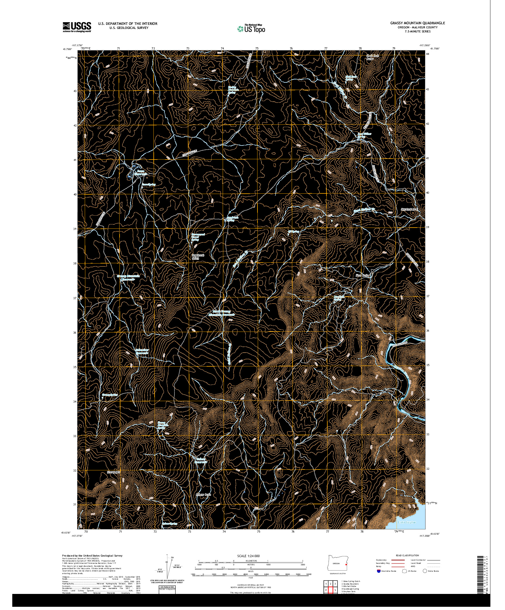 USGS US TOPO 7.5-MINUTE MAP FOR GRASSY MOUNTAIN, OR 2020