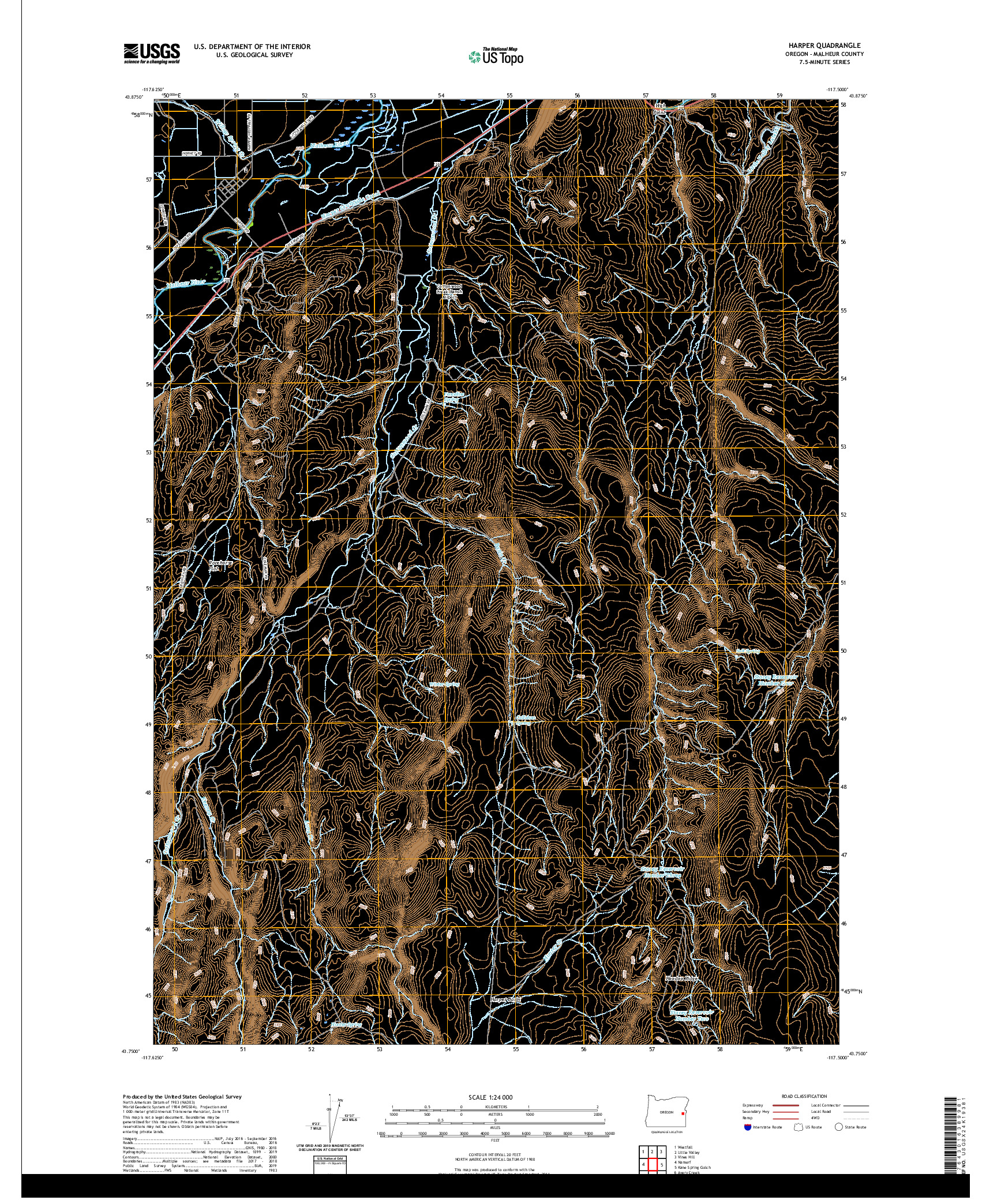 USGS US TOPO 7.5-MINUTE MAP FOR HARPER, OR 2020