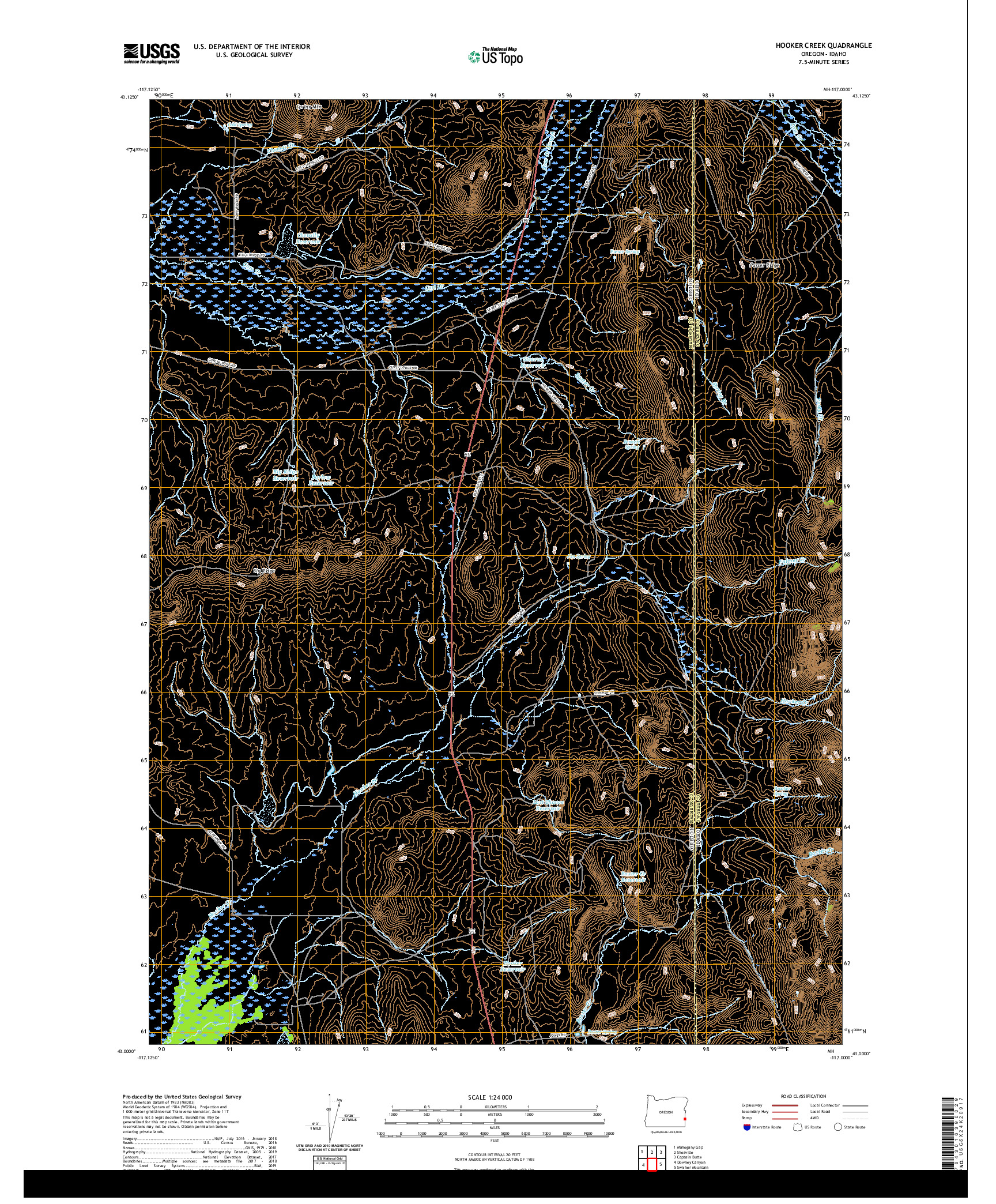 USGS US TOPO 7.5-MINUTE MAP FOR HOOKER CREEK, OR,ID 2020
