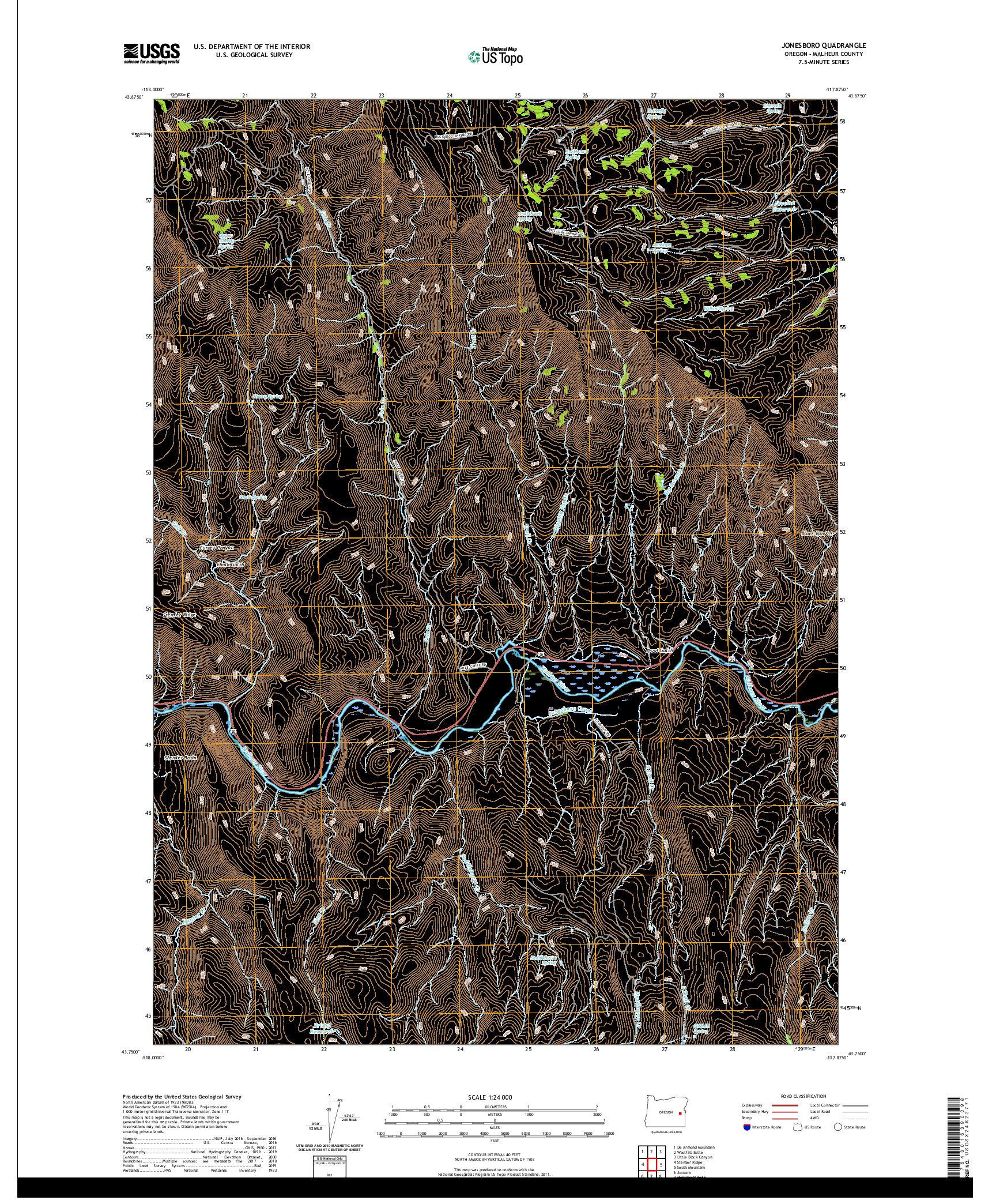 USGS US TOPO 7.5-MINUTE MAP FOR JONESBORO, OR 2020
