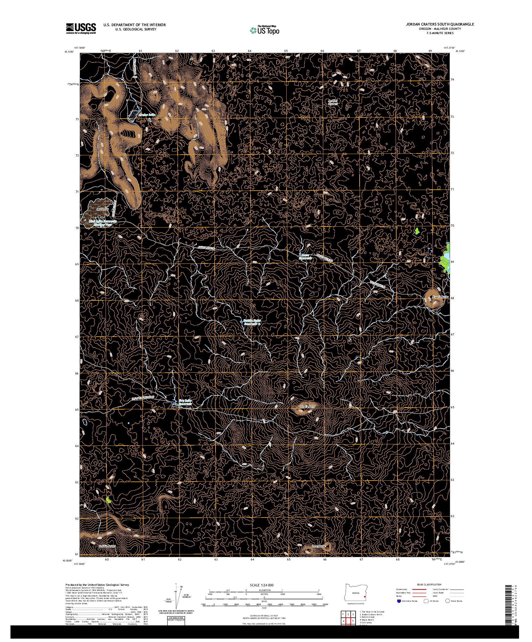 USGS US TOPO 7.5-MINUTE MAP FOR JORDAN CRATERS SOUTH, OR 2020