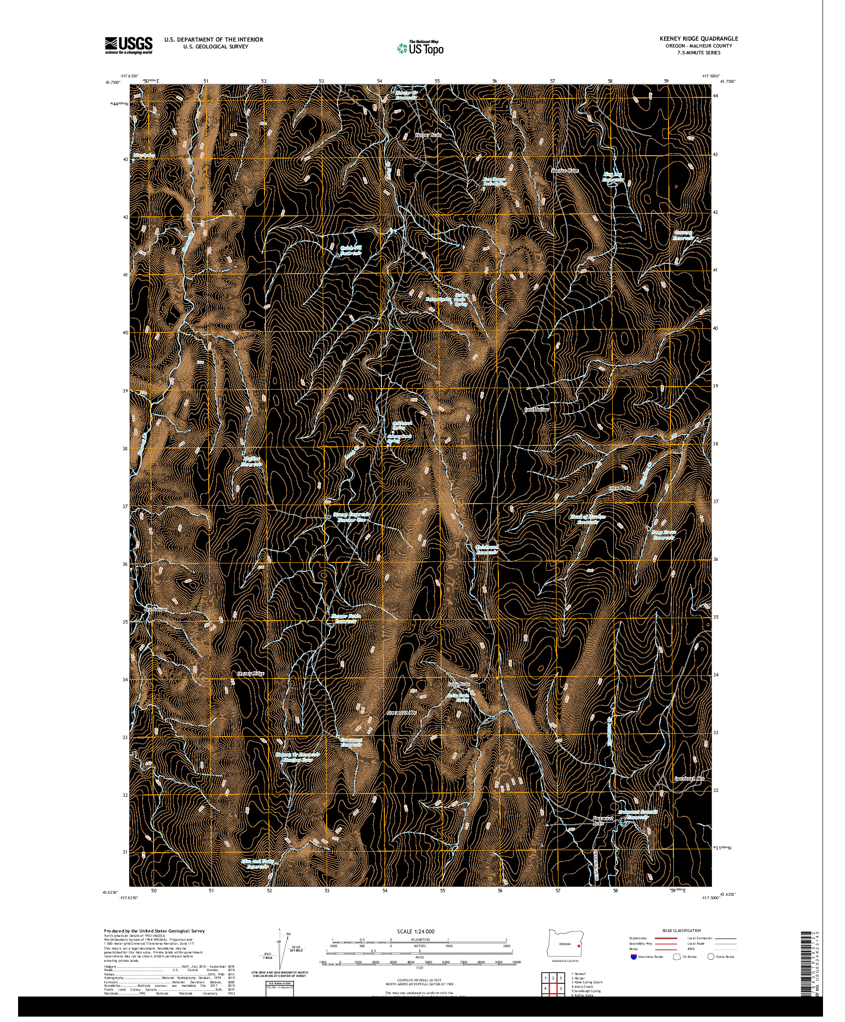 USGS US TOPO 7.5-MINUTE MAP FOR KEENEY RIDGE, OR 2020