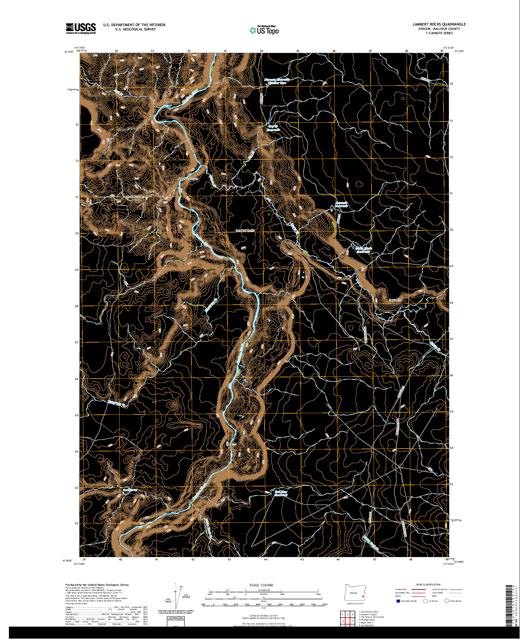 USGS US TOPO 7.5-MINUTE MAP FOR LAMBERT ROCKS, OR 2020