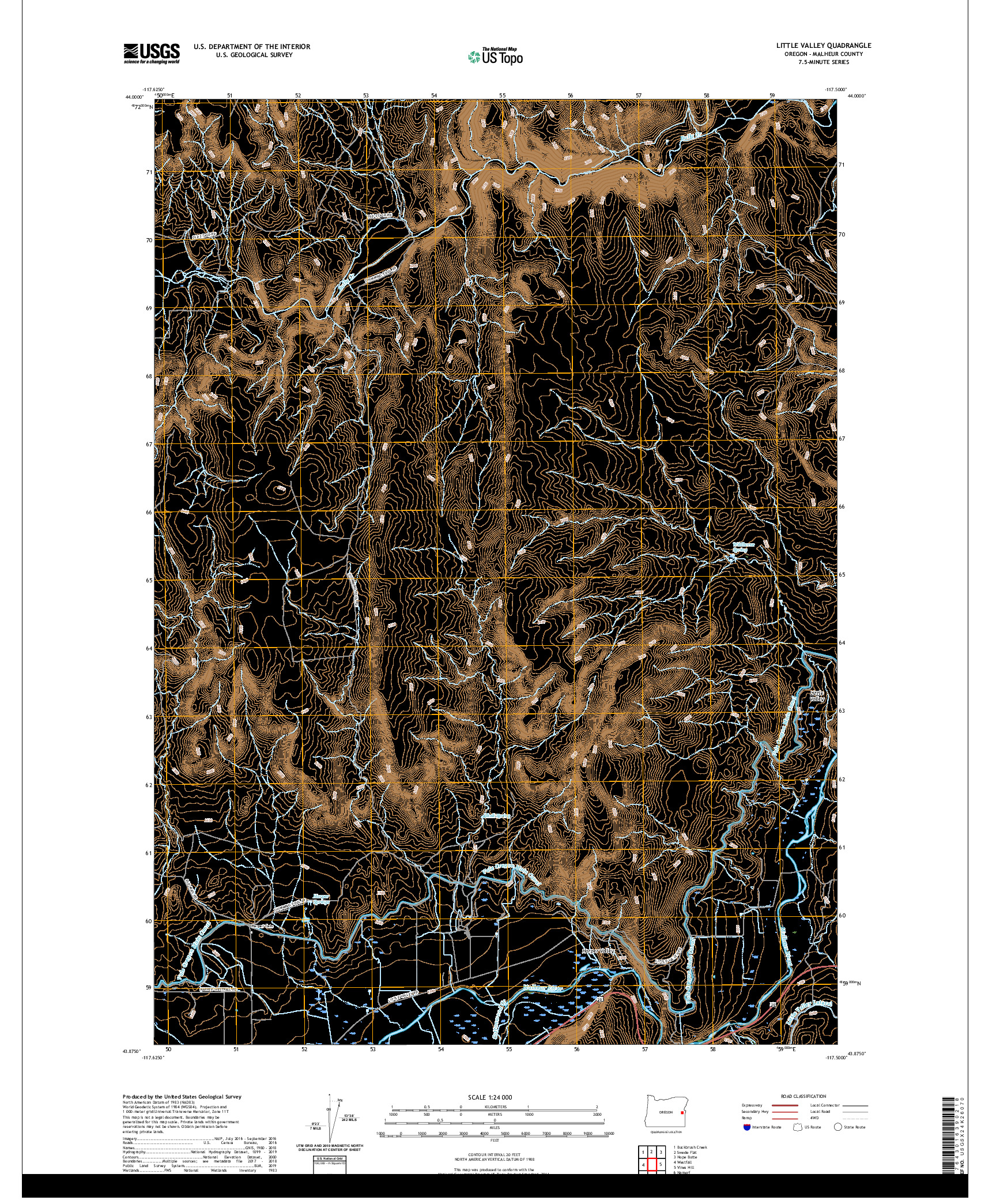 USGS US TOPO 7.5-MINUTE MAP FOR LITTLE VALLEY, OR 2020