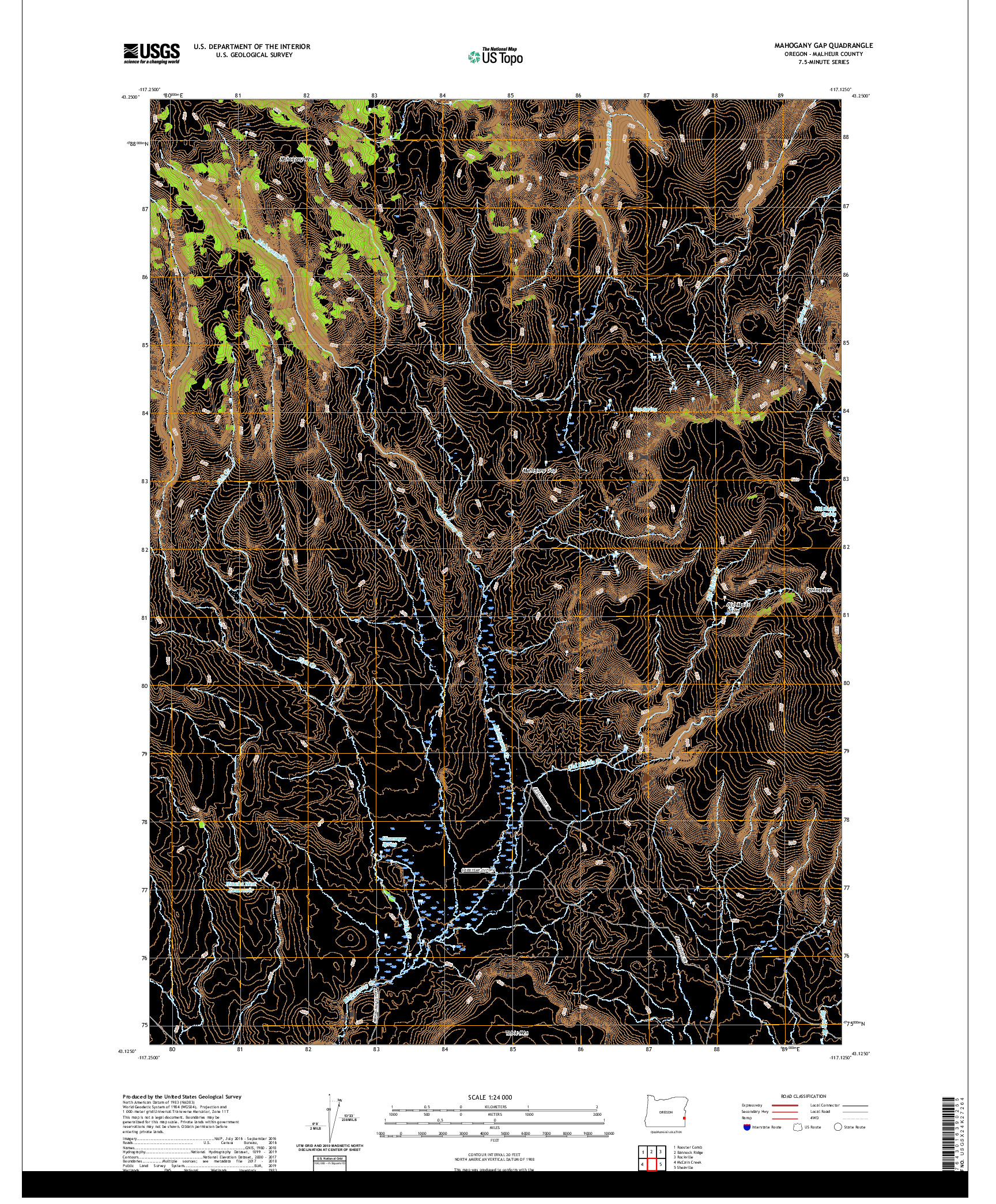 USGS US TOPO 7.5-MINUTE MAP FOR MAHOGANY GAP, OR 2020