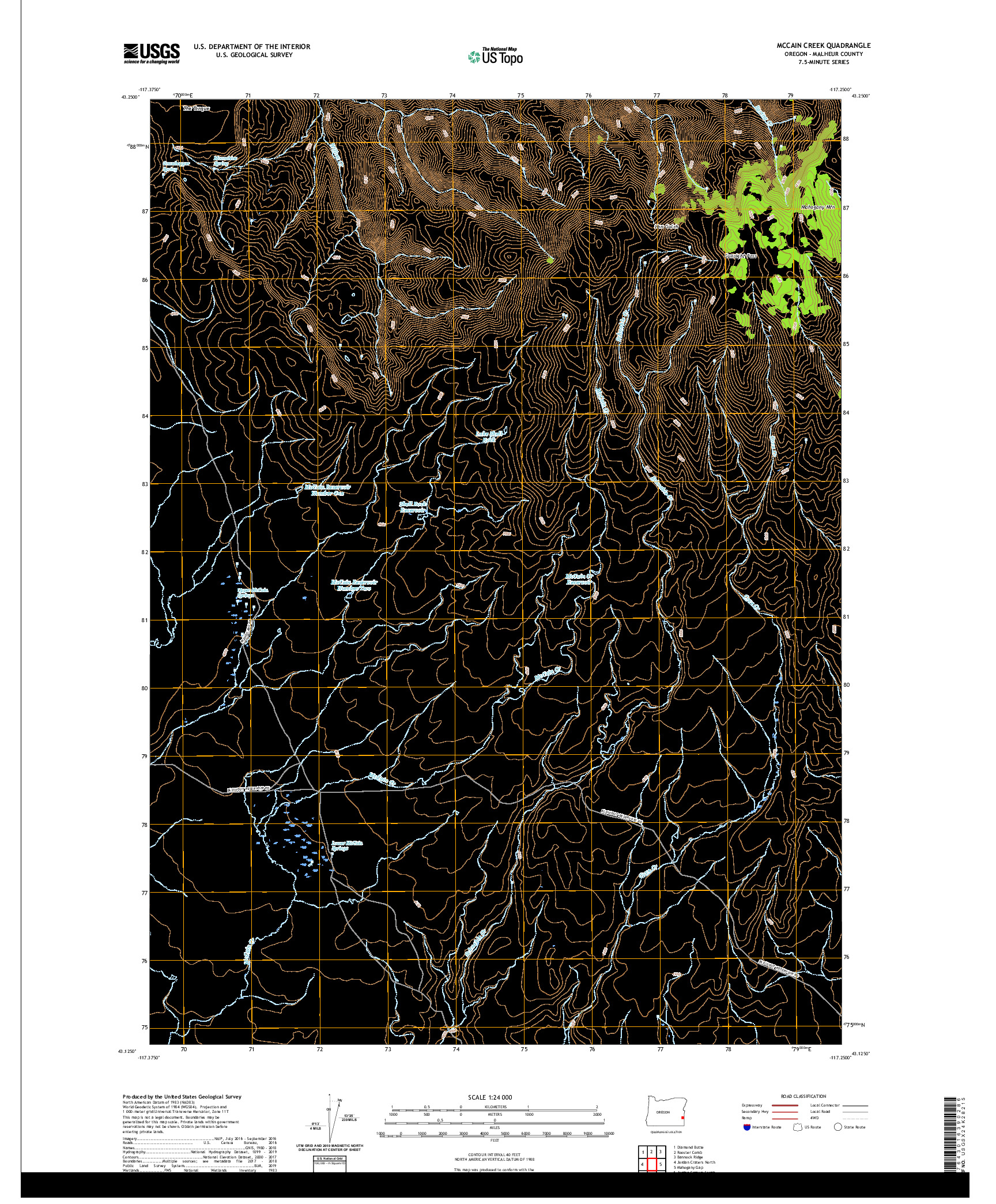 USGS US TOPO 7.5-MINUTE MAP FOR MCCAIN CREEK, OR 2020