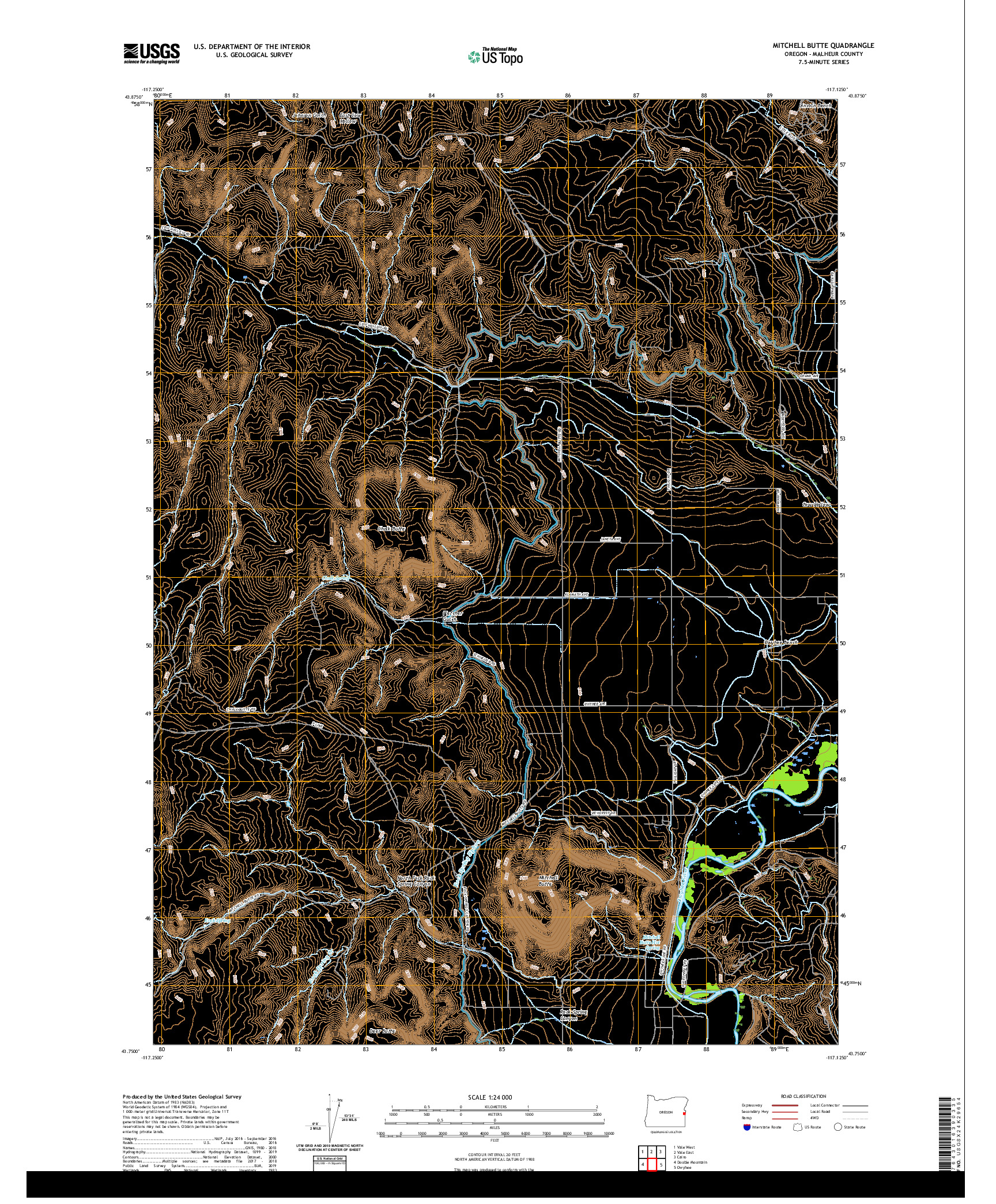 USGS US TOPO 7.5-MINUTE MAP FOR MITCHELL BUTTE, OR 2020