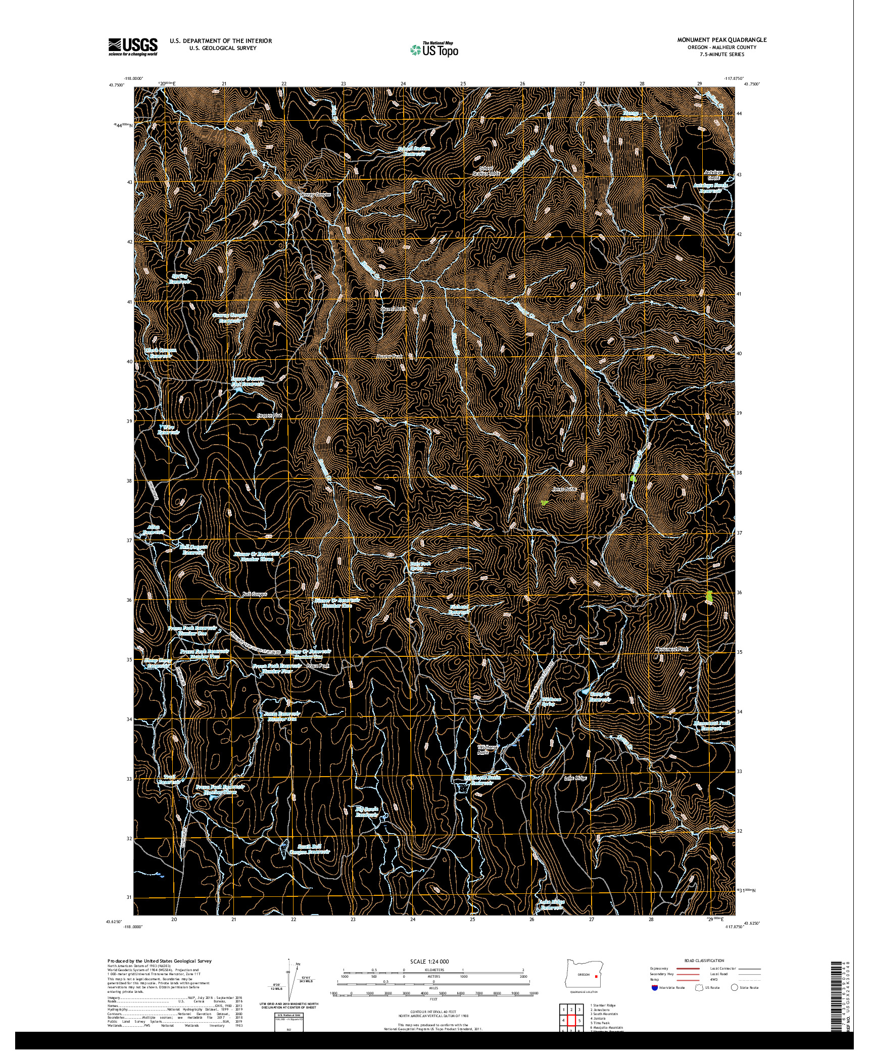 USGS US TOPO 7.5-MINUTE MAP FOR MONUMENT PEAK, OR 2020