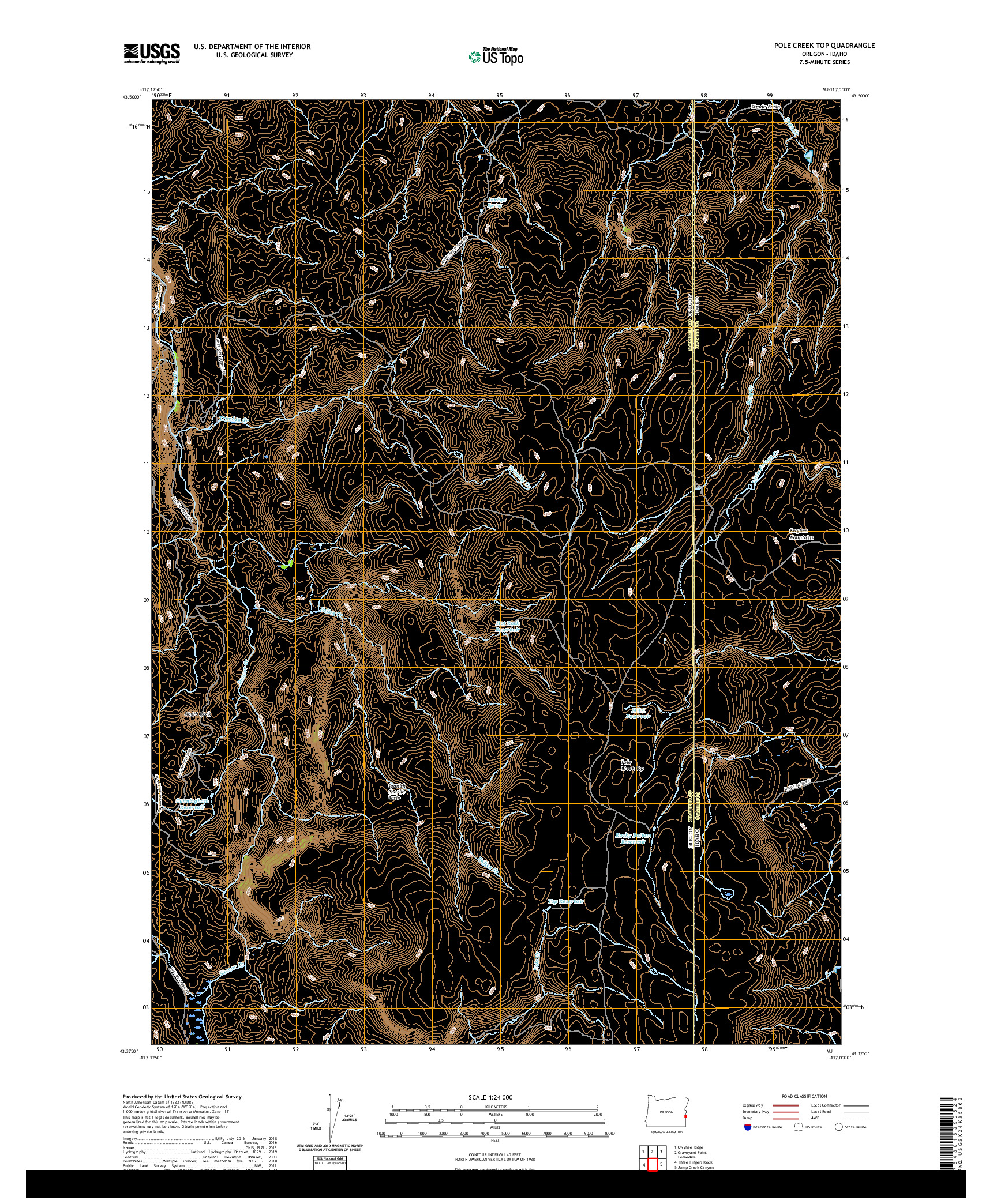USGS US TOPO 7.5-MINUTE MAP FOR POLE CREEK TOP, OR,ID 2020