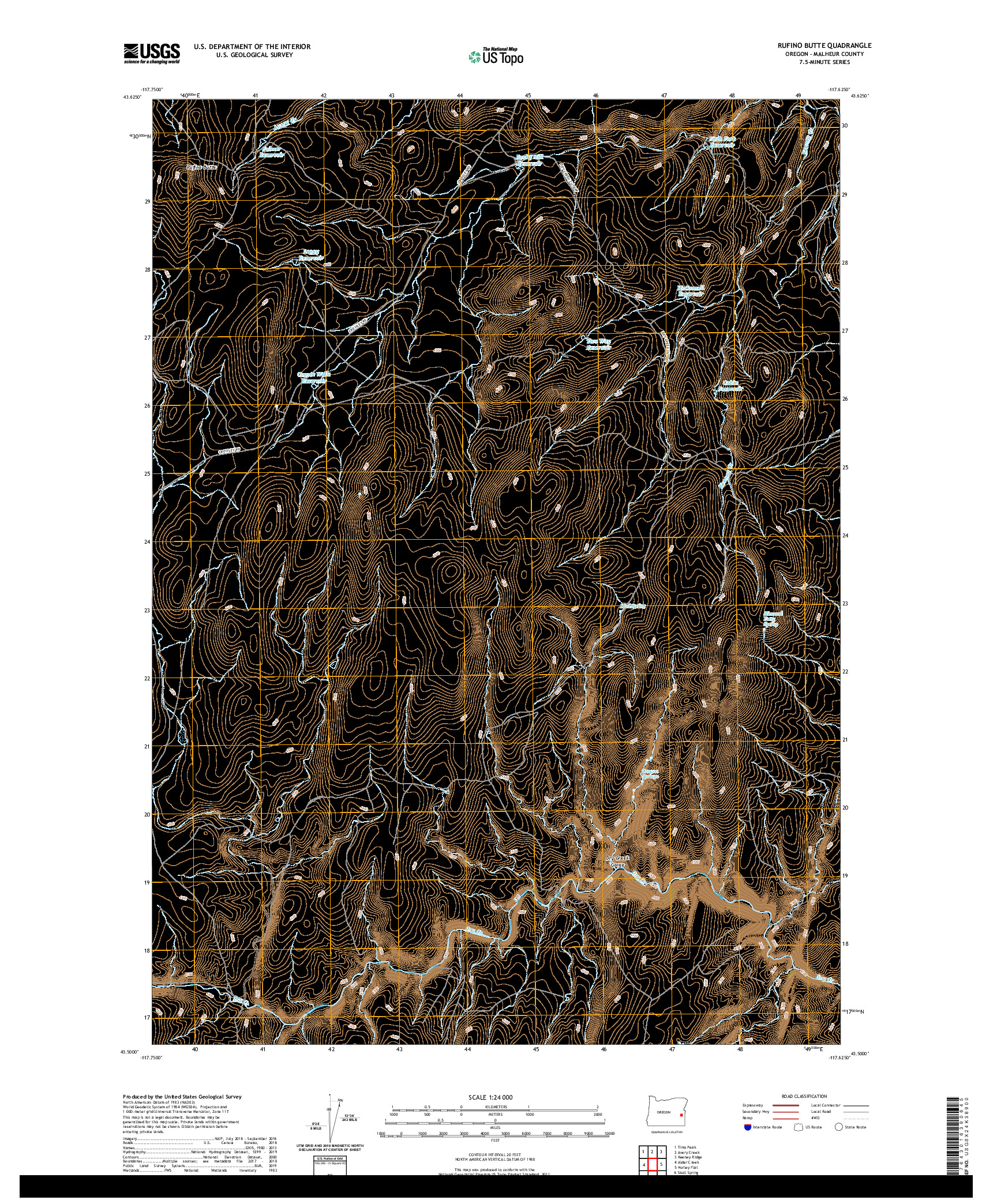 USGS US TOPO 7.5-MINUTE MAP FOR RUFINO BUTTE, OR 2020