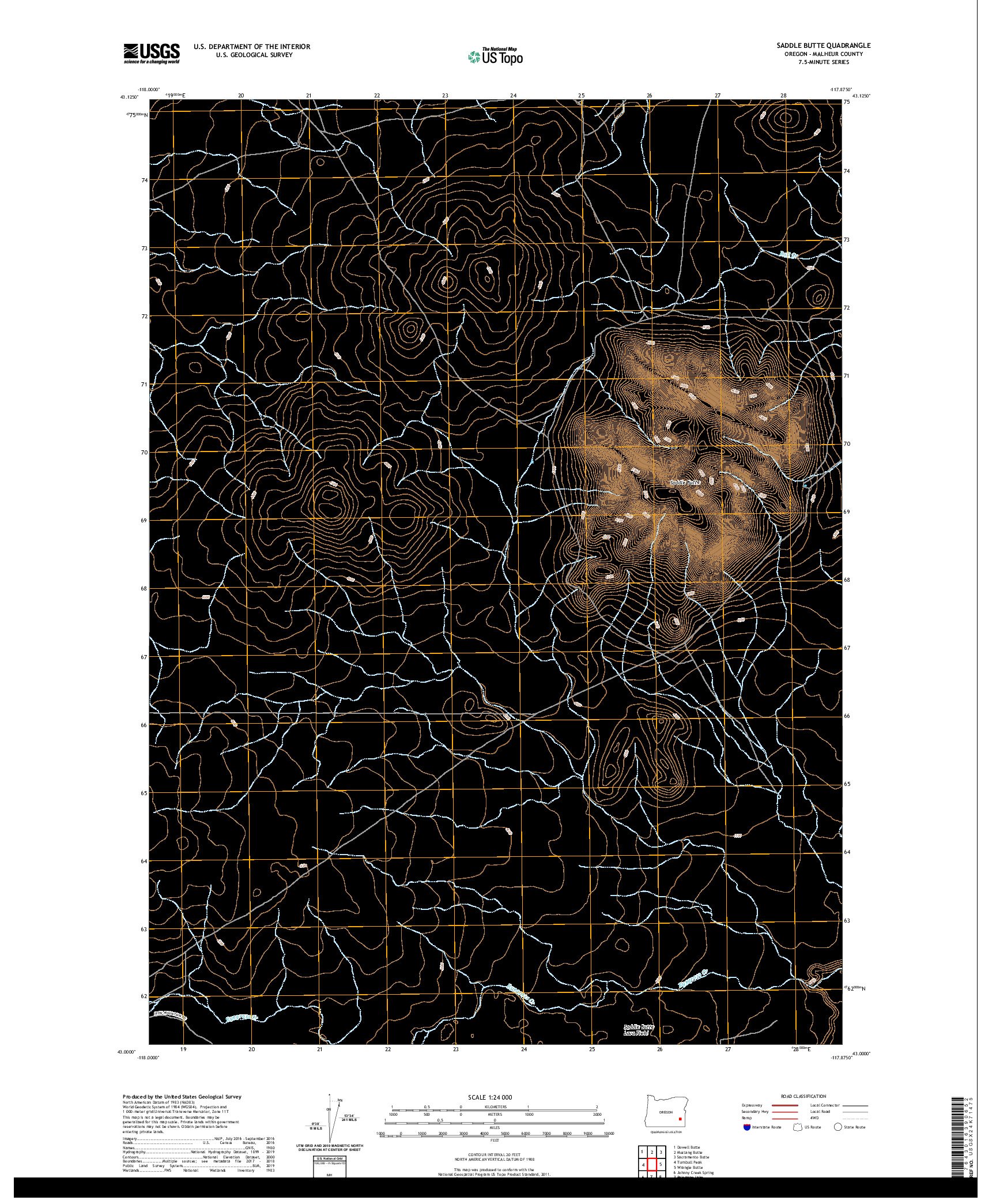 USGS US TOPO 7.5-MINUTE MAP FOR SADDLE BUTTE, OR 2020