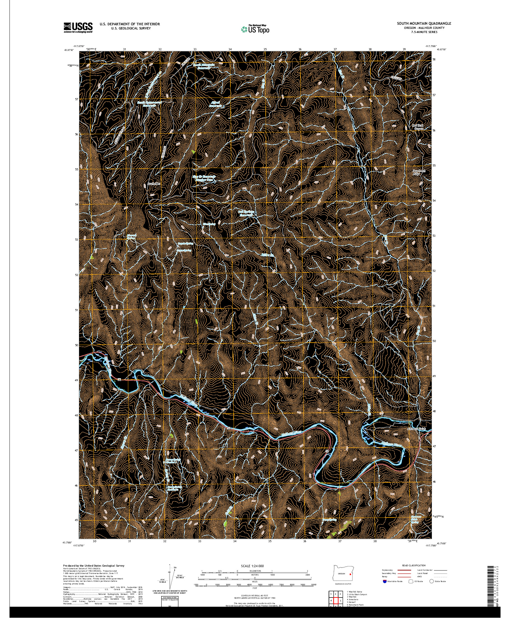 USGS US TOPO 7.5-MINUTE MAP FOR SOUTH MOUNTAIN, OR 2020
