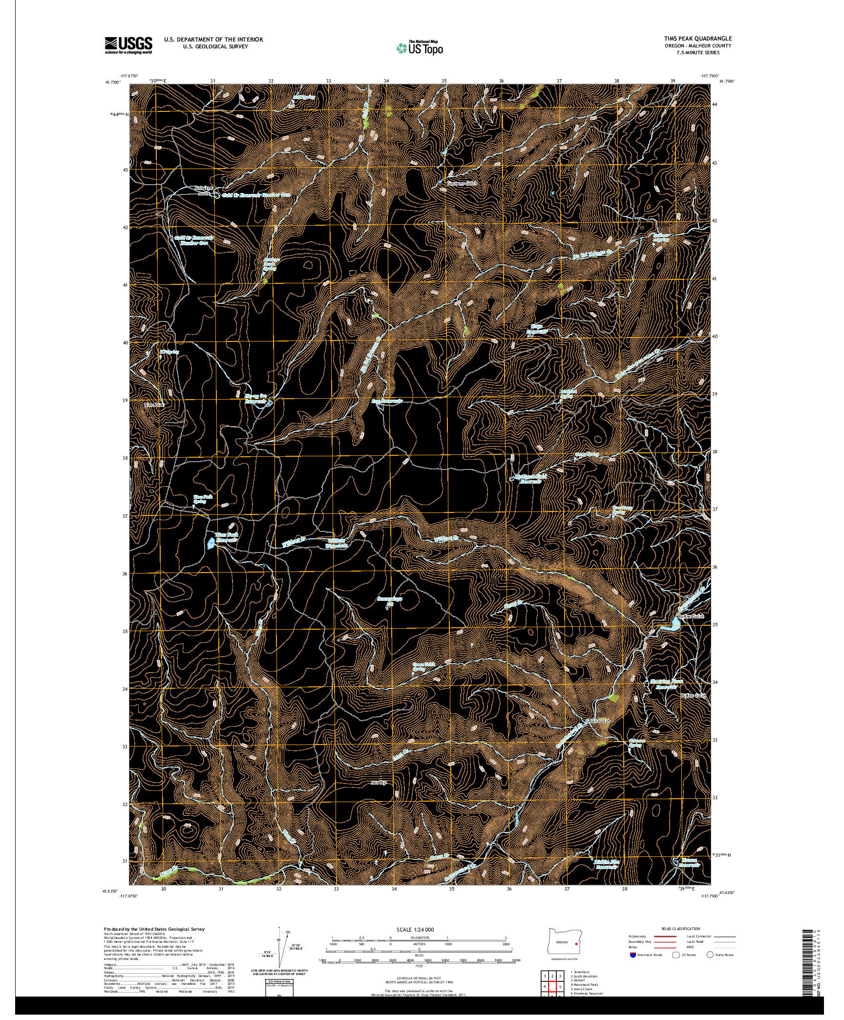 USGS US TOPO 7.5-MINUTE MAP FOR TIMS PEAK, OR 2020