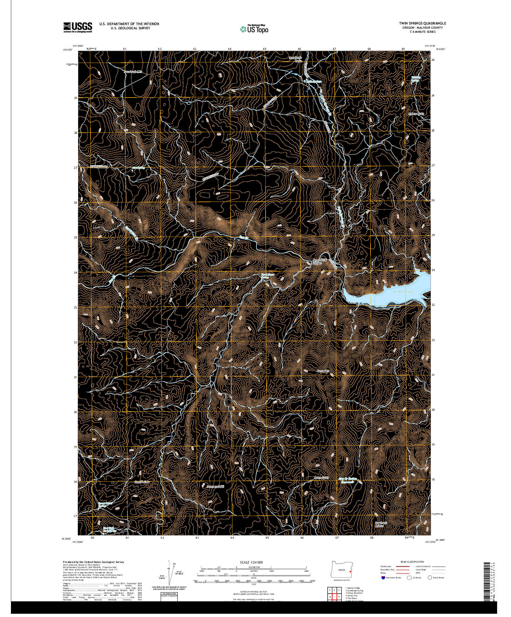 USGS US TOPO 7.5-MINUTE MAP FOR TWIN SPRINGS, OR 2020