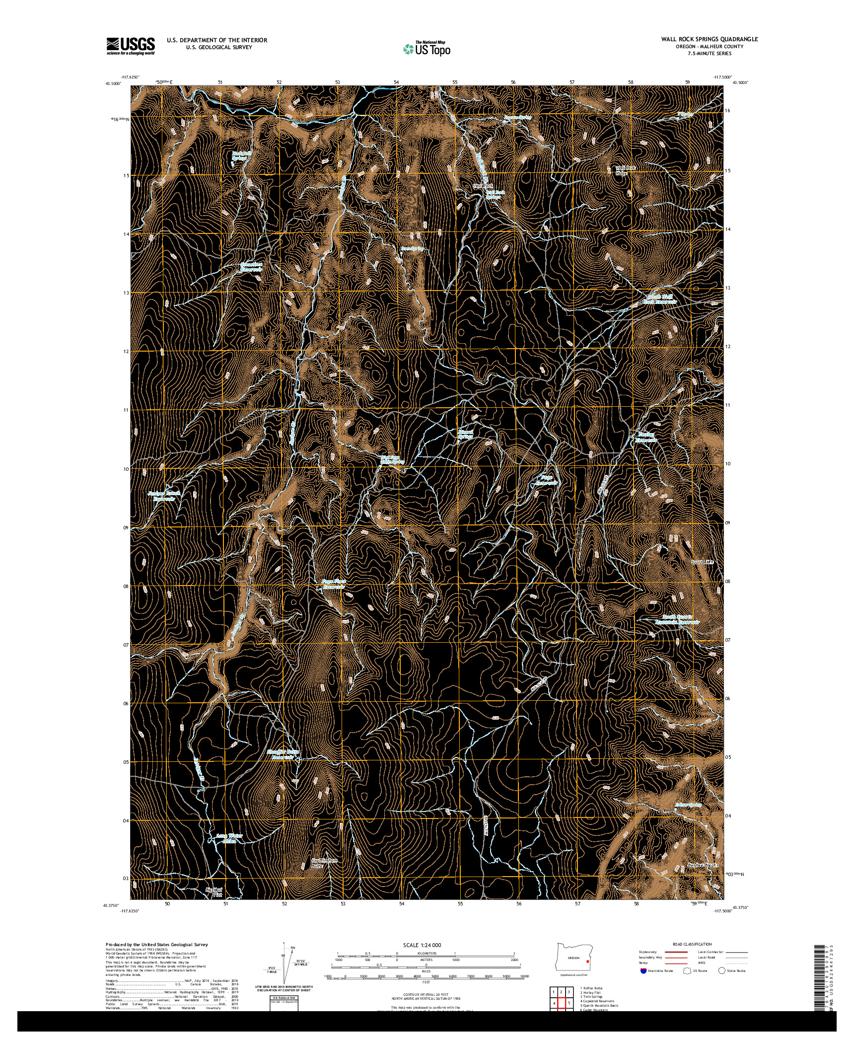 USGS US TOPO 7.5-MINUTE MAP FOR WALL ROCK SPRINGS, OR 2020
