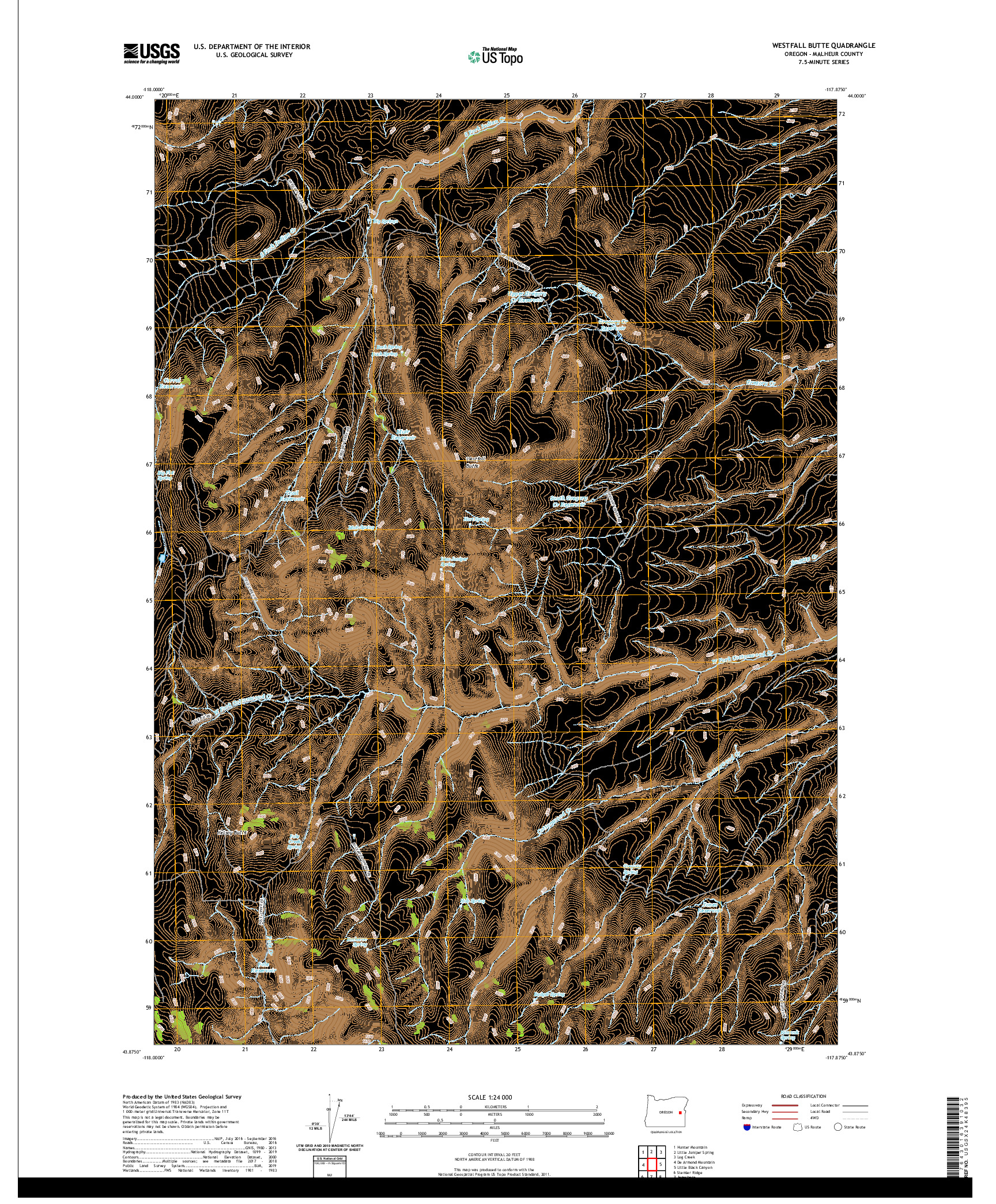 USGS US TOPO 7.5-MINUTE MAP FOR WESTFALL BUTTE, OR 2020