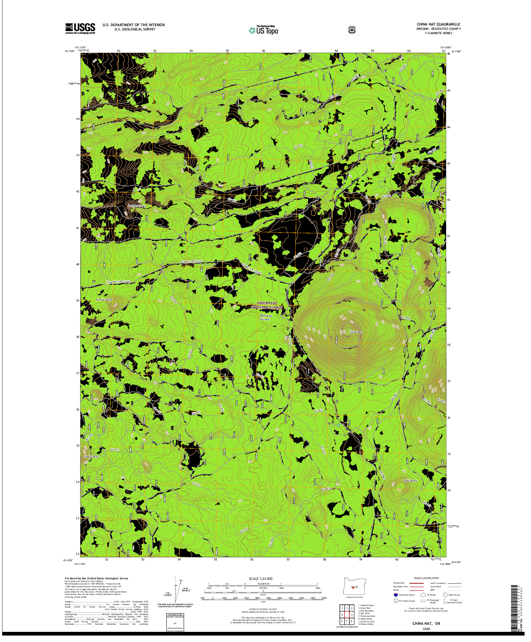 USGS US TOPO 7.5-MINUTE MAP FOR CHINA HAT, OR 2020