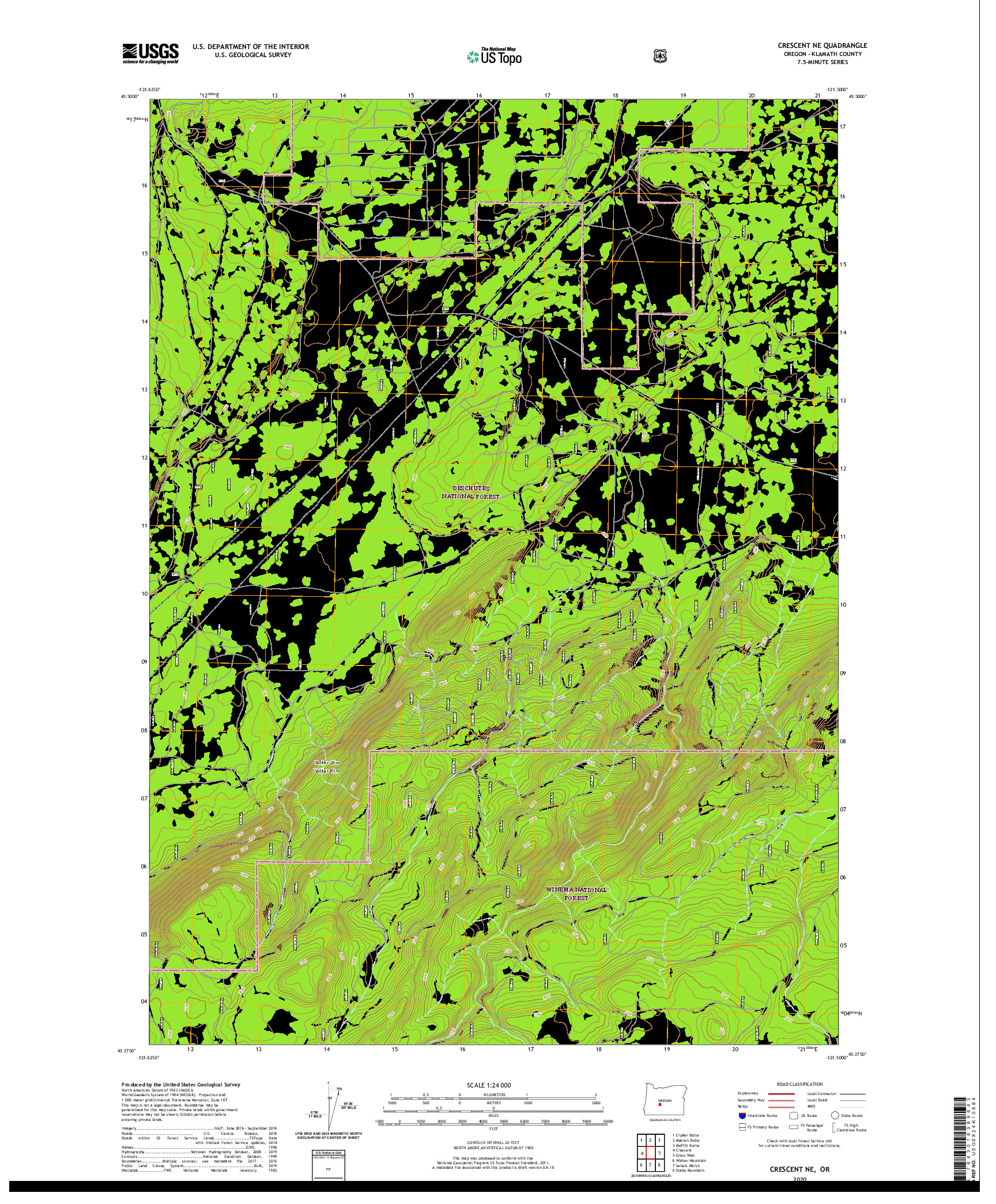 USGS US TOPO 7.5-MINUTE MAP FOR CRESCENT NE, OR 2020