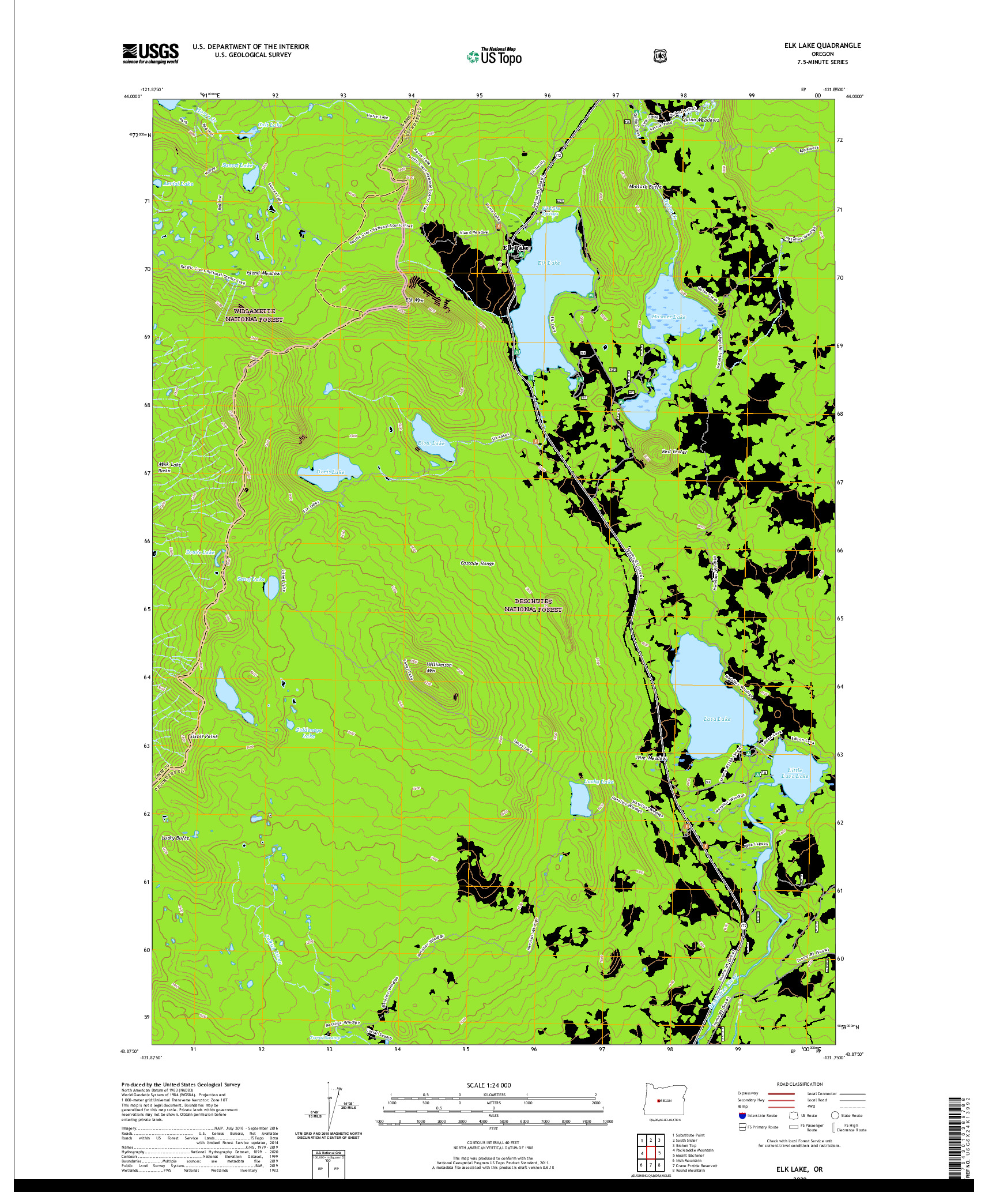 USGS US TOPO 7.5-MINUTE MAP FOR ELK LAKE, OR 2020