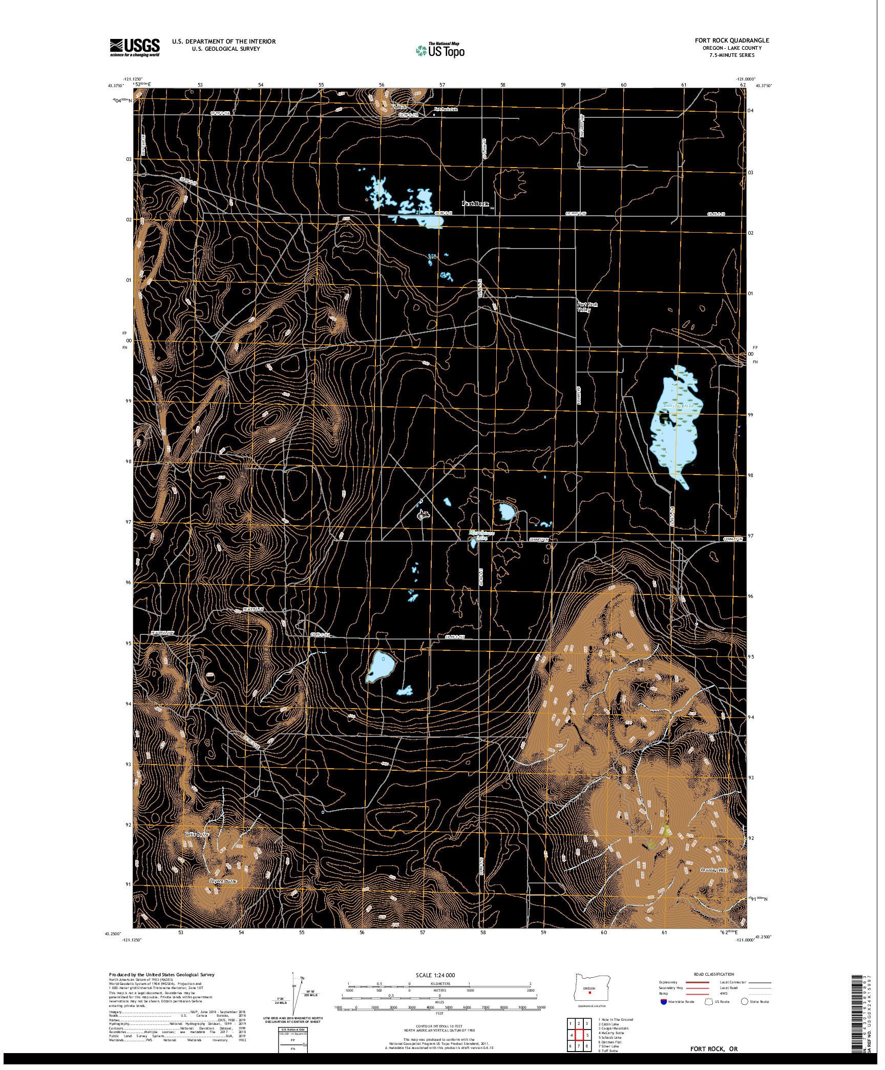 USGS US TOPO 7.5-MINUTE MAP FOR FORT ROCK, OR 2020
