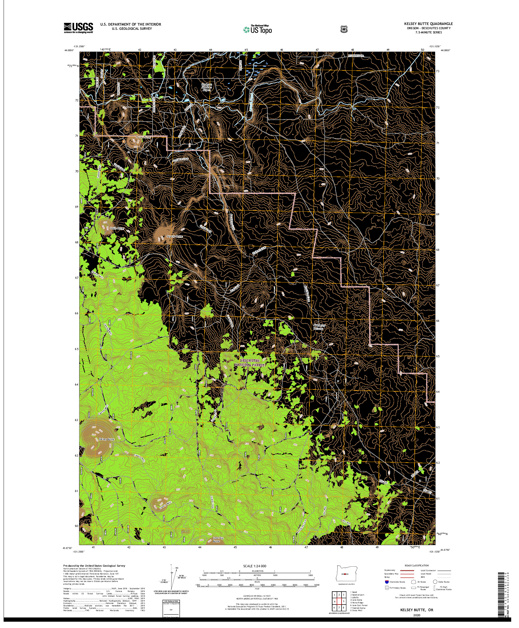 USGS US TOPO 7.5-MINUTE MAP FOR KELSEY BUTTE, OR 2020