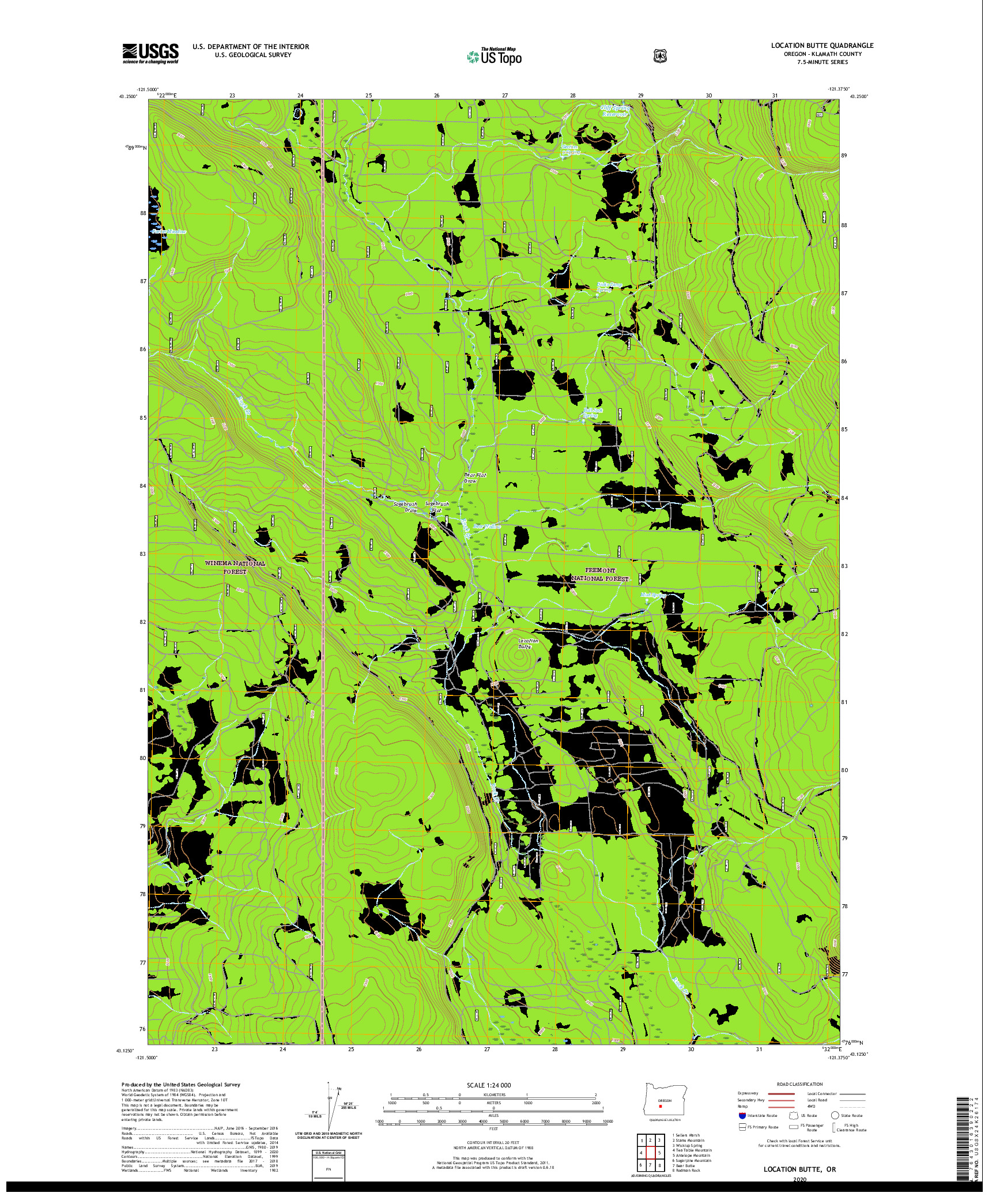 USGS US TOPO 7.5-MINUTE MAP FOR LOCATION BUTTE, OR 2020