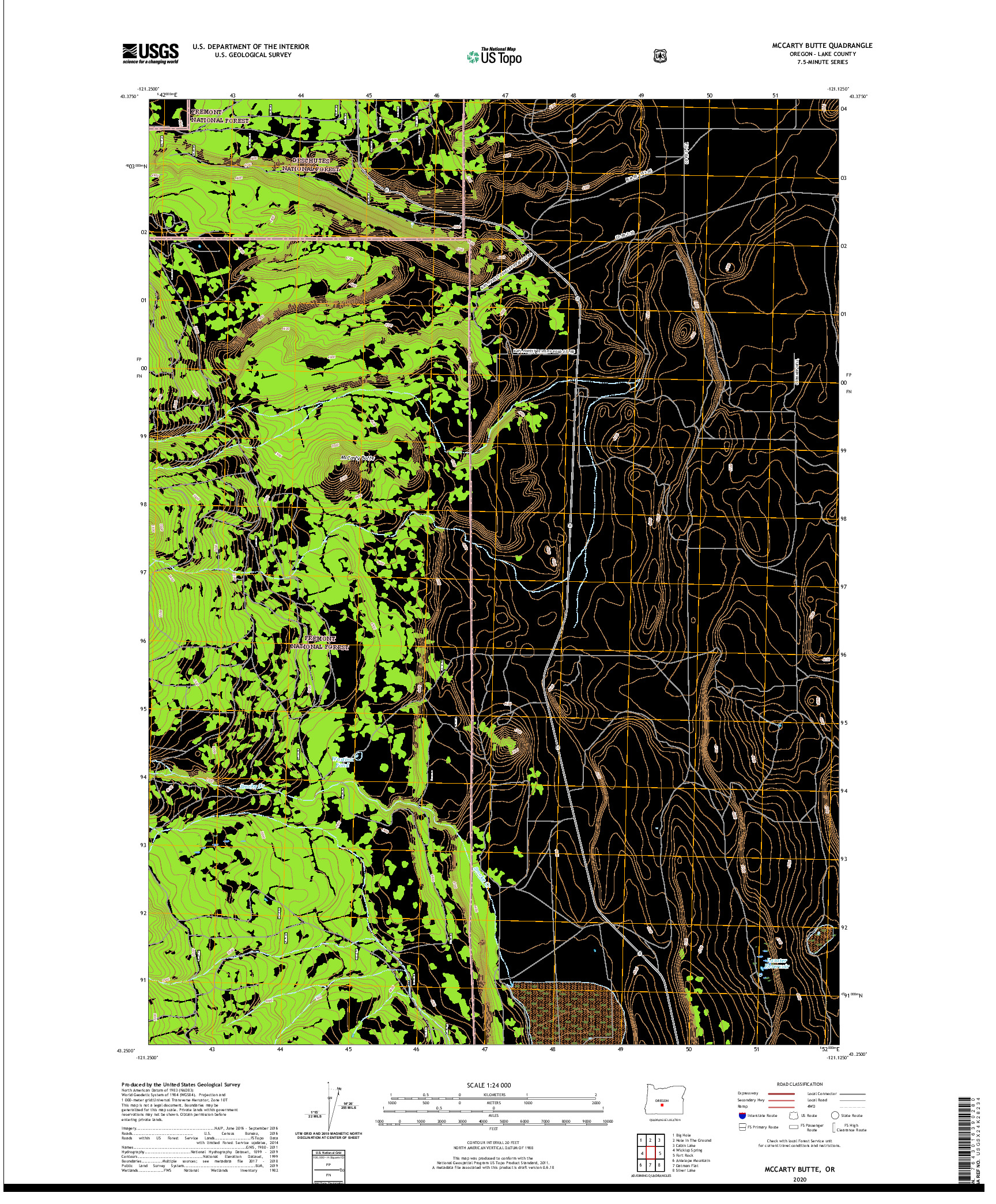 USGS US TOPO 7.5-MINUTE MAP FOR MCCARTY BUTTE, OR 2020
