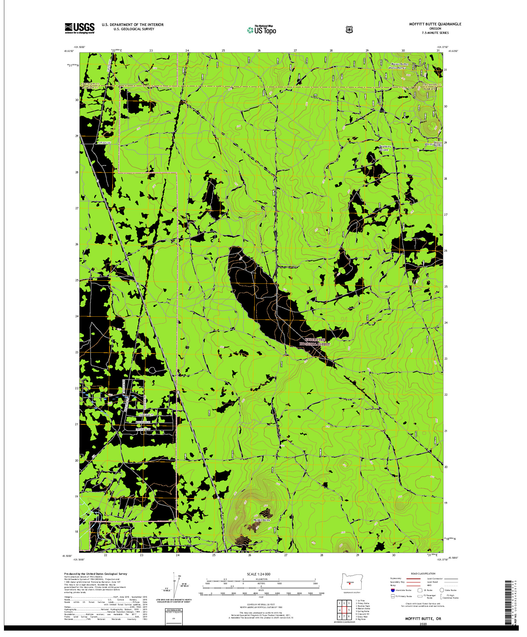 USGS US TOPO 7.5-MINUTE MAP FOR MOFFITT BUTTE, OR 2020