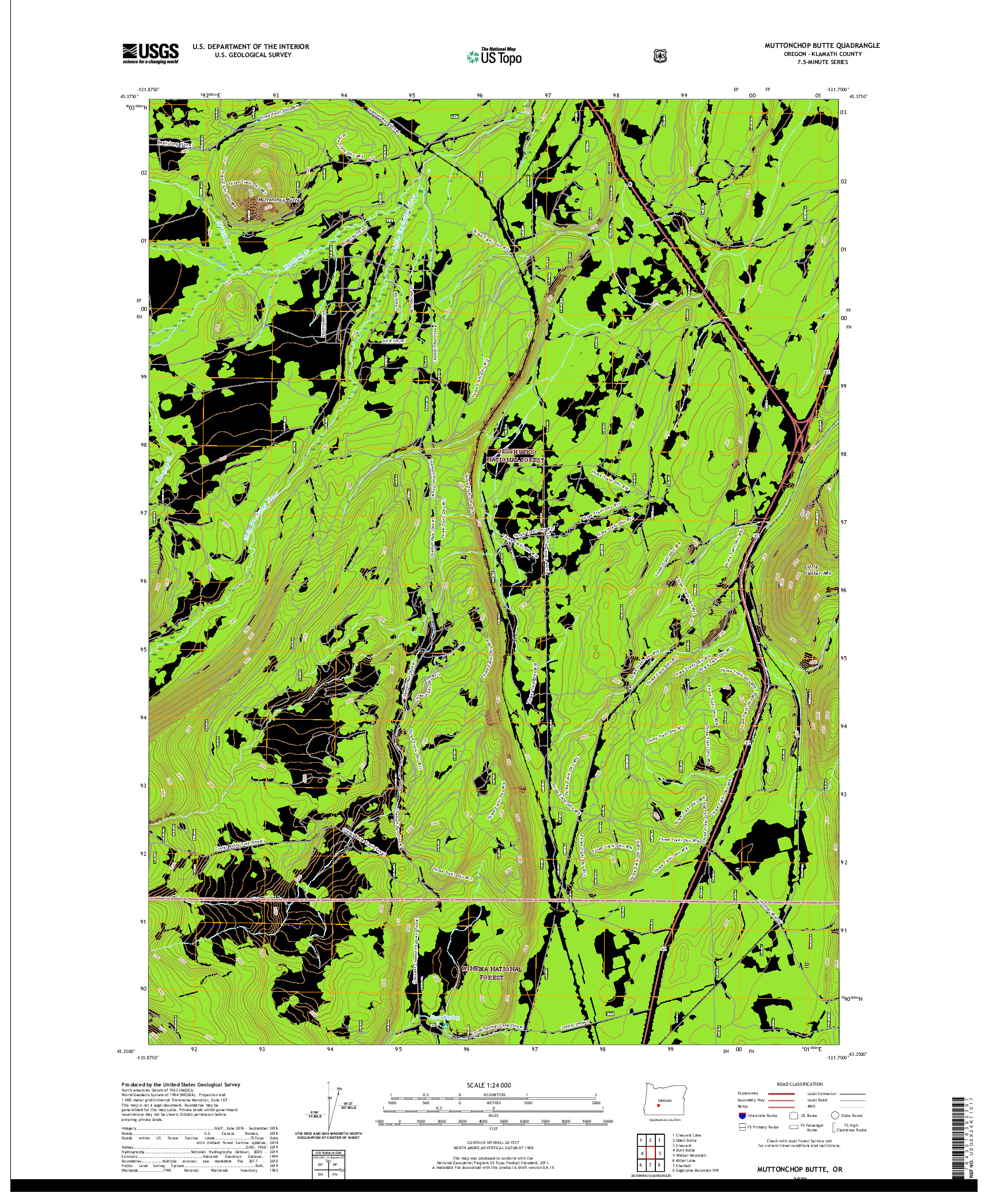 USGS US TOPO 7.5-MINUTE MAP FOR MUTTONCHOP BUTTE, OR 2020