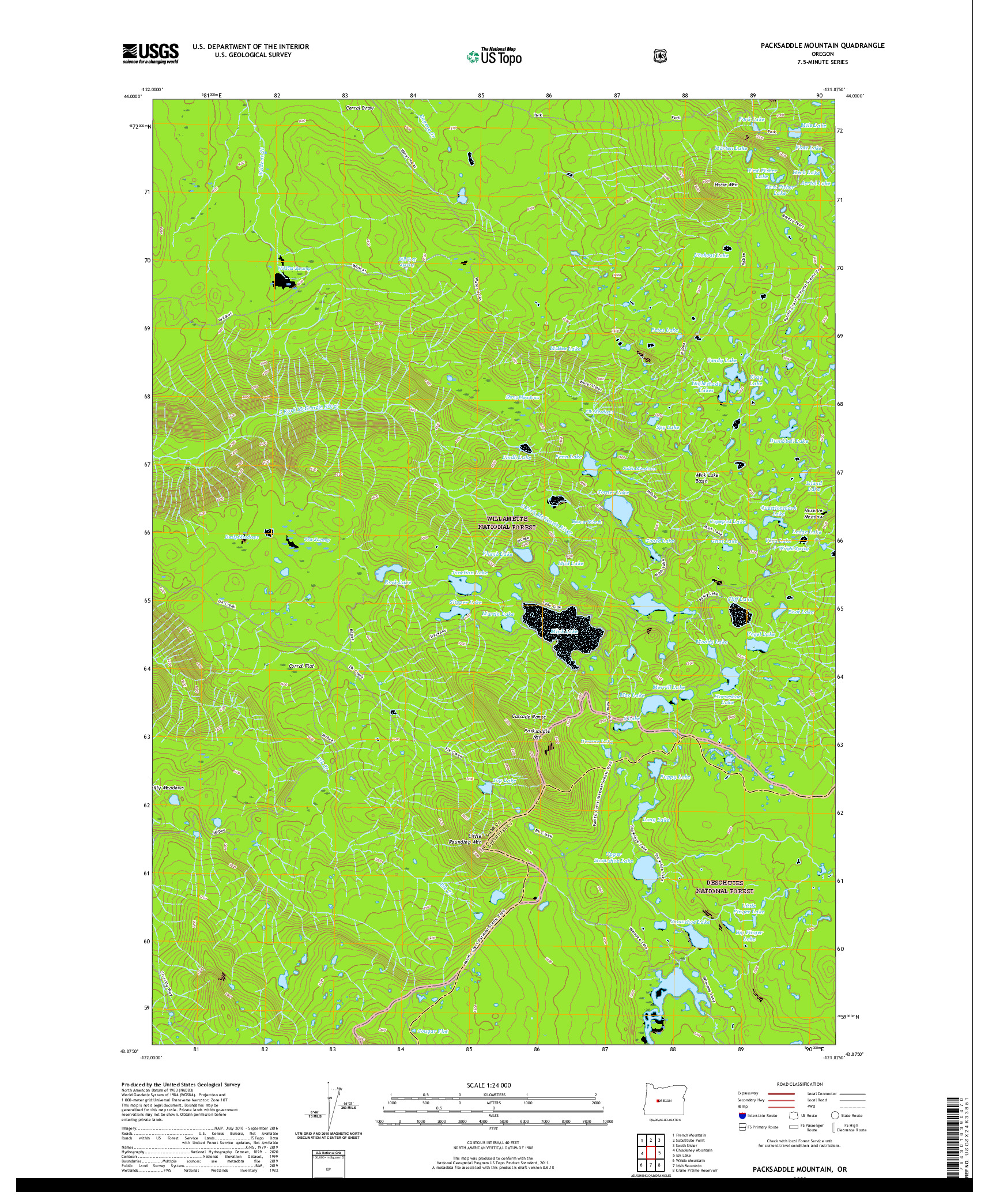 USGS US TOPO 7.5-MINUTE MAP FOR PACKSADDLE MOUNTAIN, OR 2020