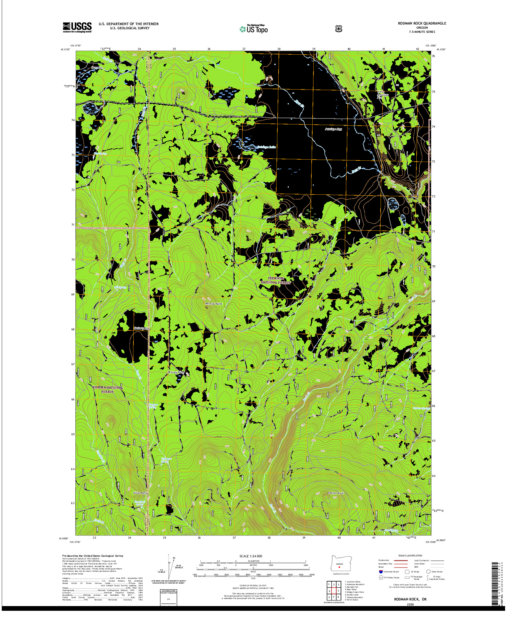 USGS US TOPO 7.5-MINUTE MAP FOR RODMAN ROCK, OR 2020