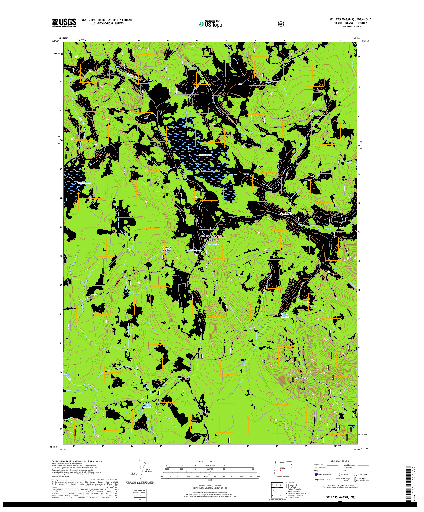 USGS US TOPO 7.5-MINUTE MAP FOR SELLERS MARSH, OR 2020