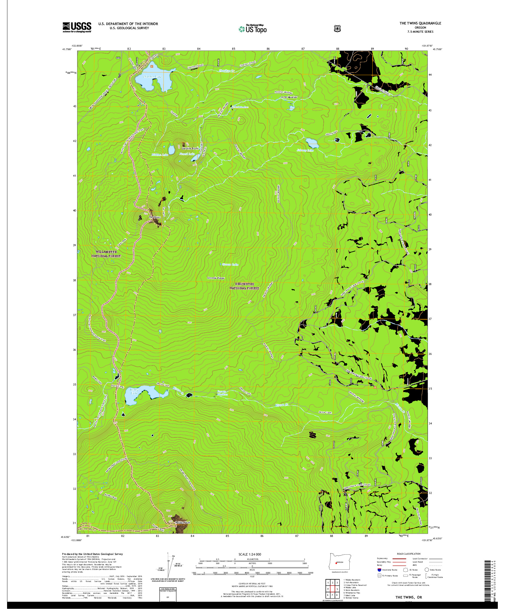 USGS US TOPO 7.5-MINUTE MAP FOR THE TWINS, OR 2020