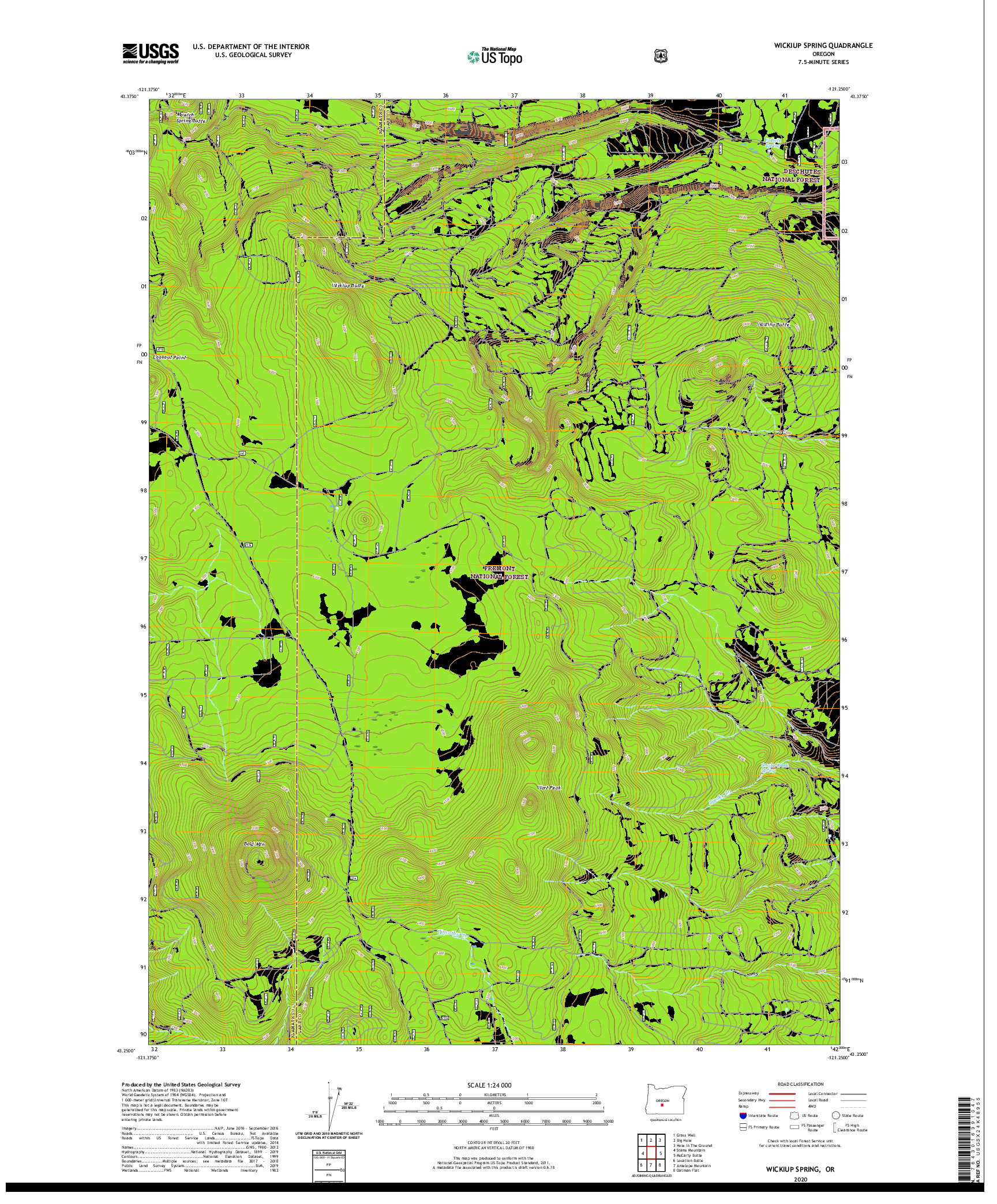 USGS US TOPO 7.5-MINUTE MAP FOR WICKIUP SPRING, OR 2020