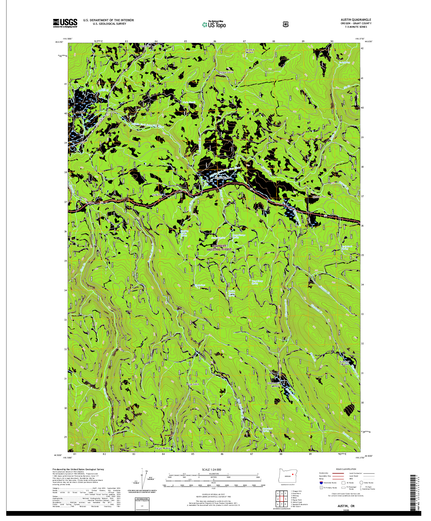 USGS US TOPO 7.5-MINUTE MAP FOR AUSTIN, OR 2020