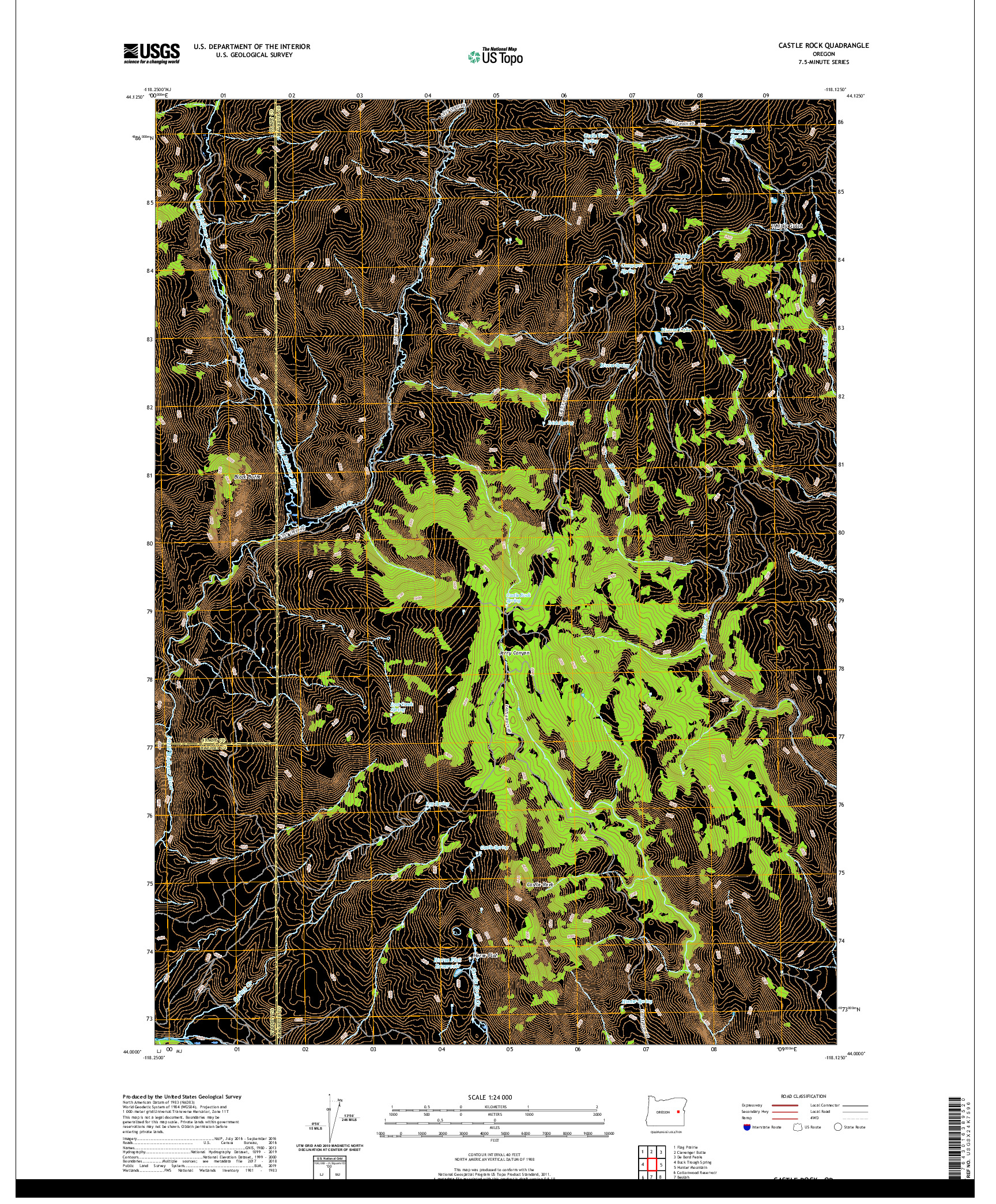 USGS US TOPO 7.5-MINUTE MAP FOR CASTLE ROCK, OR 2020