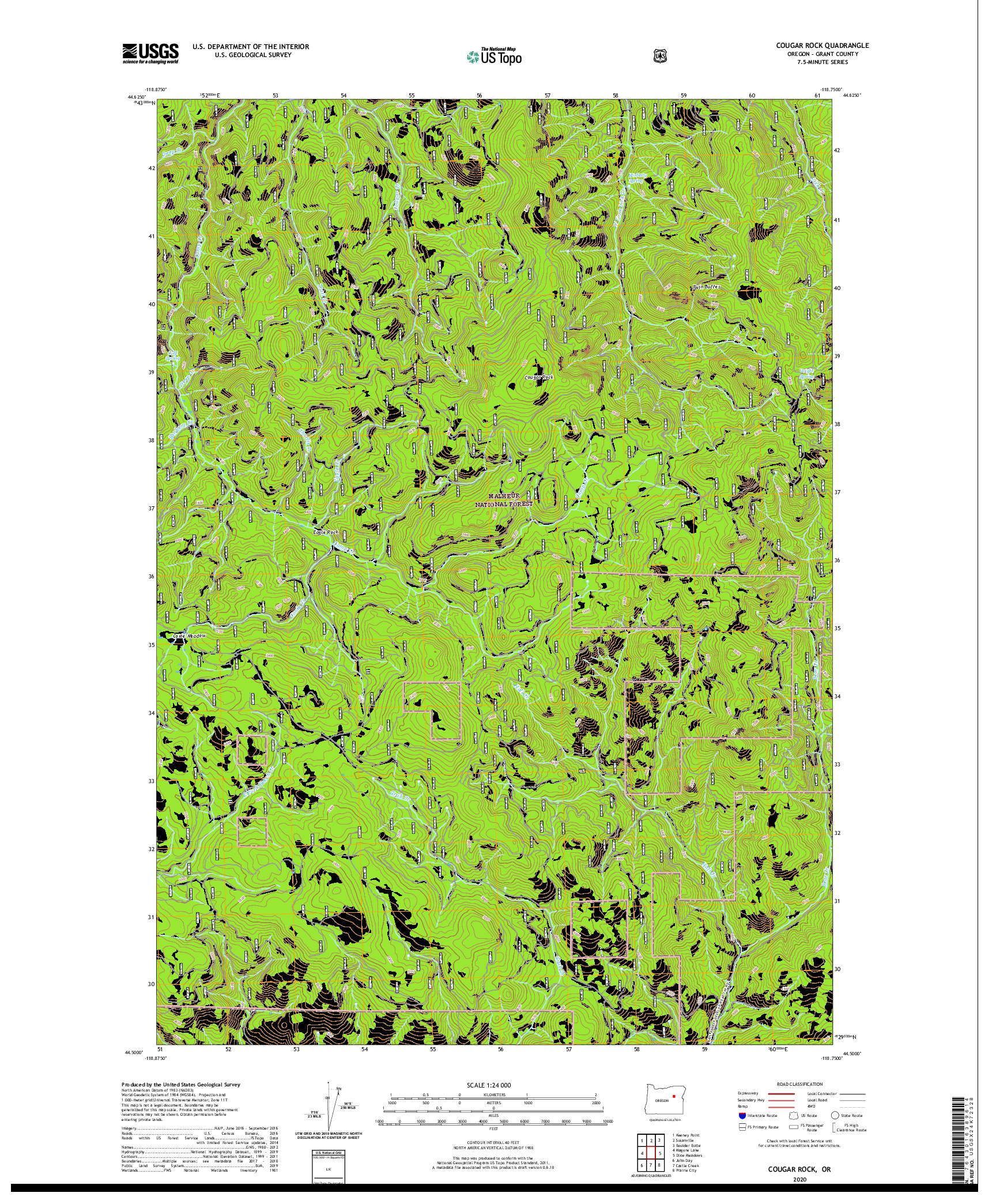 USGS US TOPO 7.5-MINUTE MAP FOR COUGAR ROCK, OR 2020