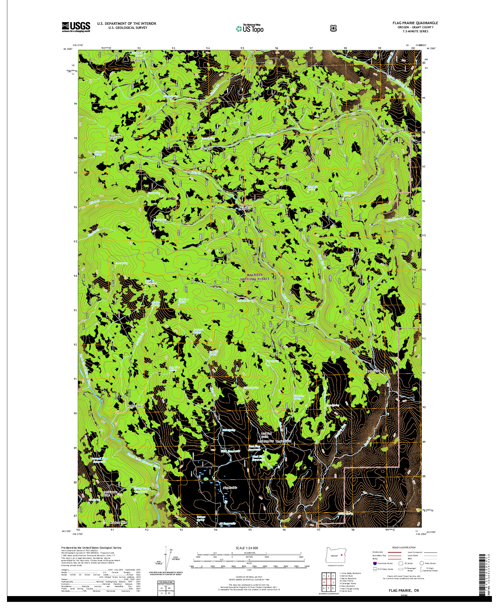 USGS US TOPO 7.5-MINUTE MAP FOR FLAG PRAIRIE, OR 2020