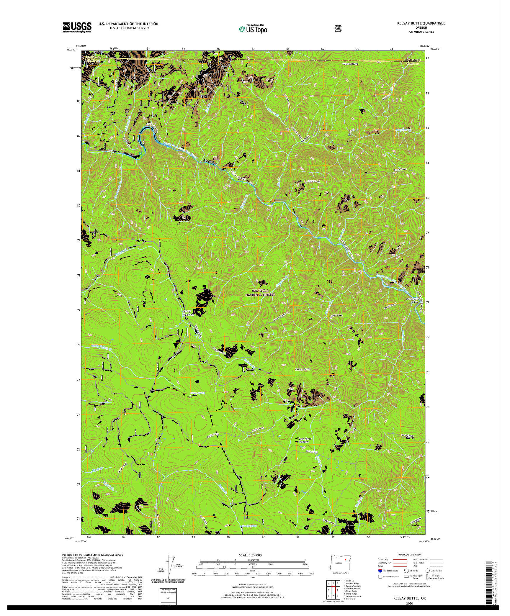 USGS US TOPO 7.5-MINUTE MAP FOR KELSAY BUTTE, OR 2020