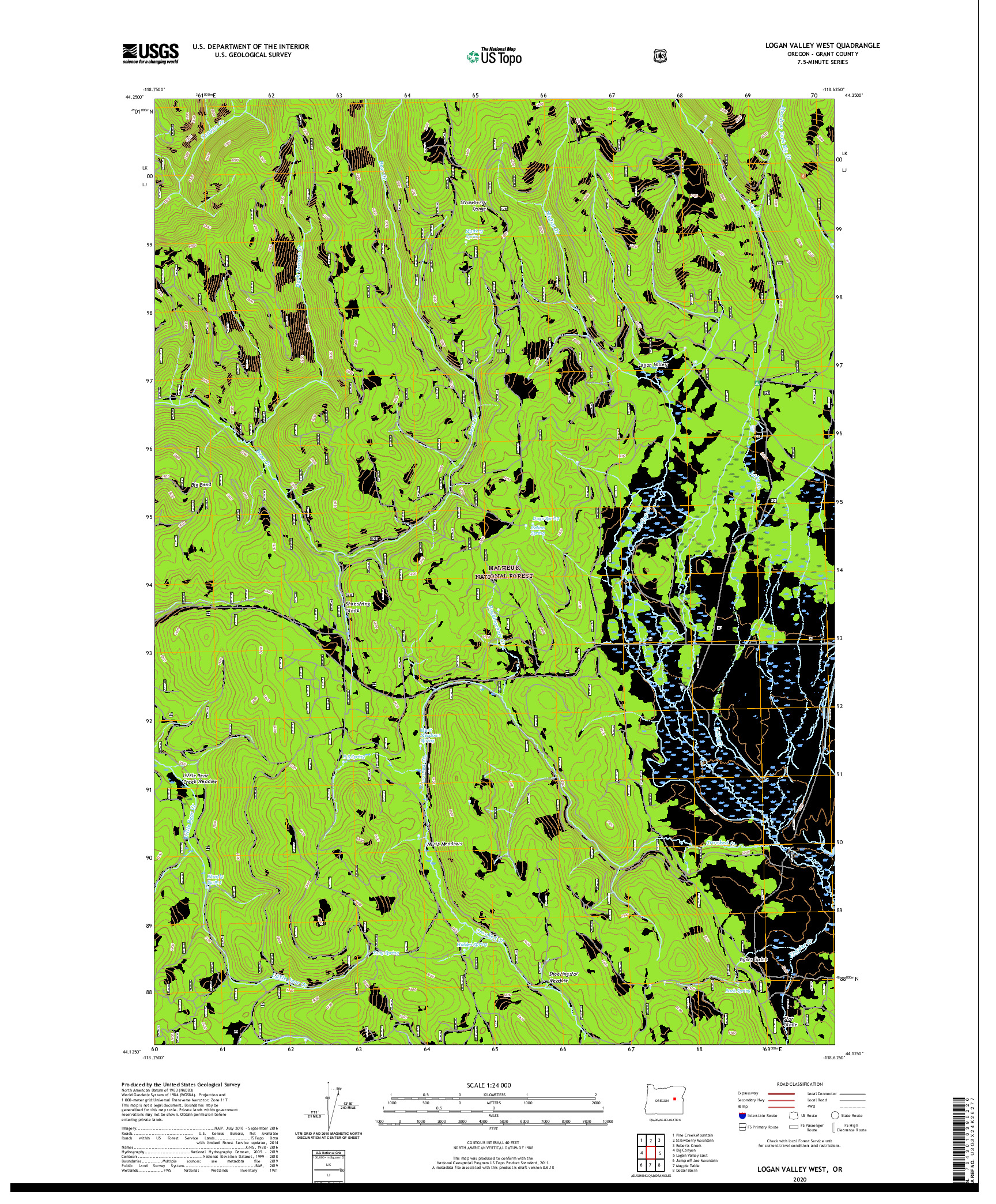 USGS US TOPO 7.5-MINUTE MAP FOR LOGAN VALLEY WEST, OR 2020