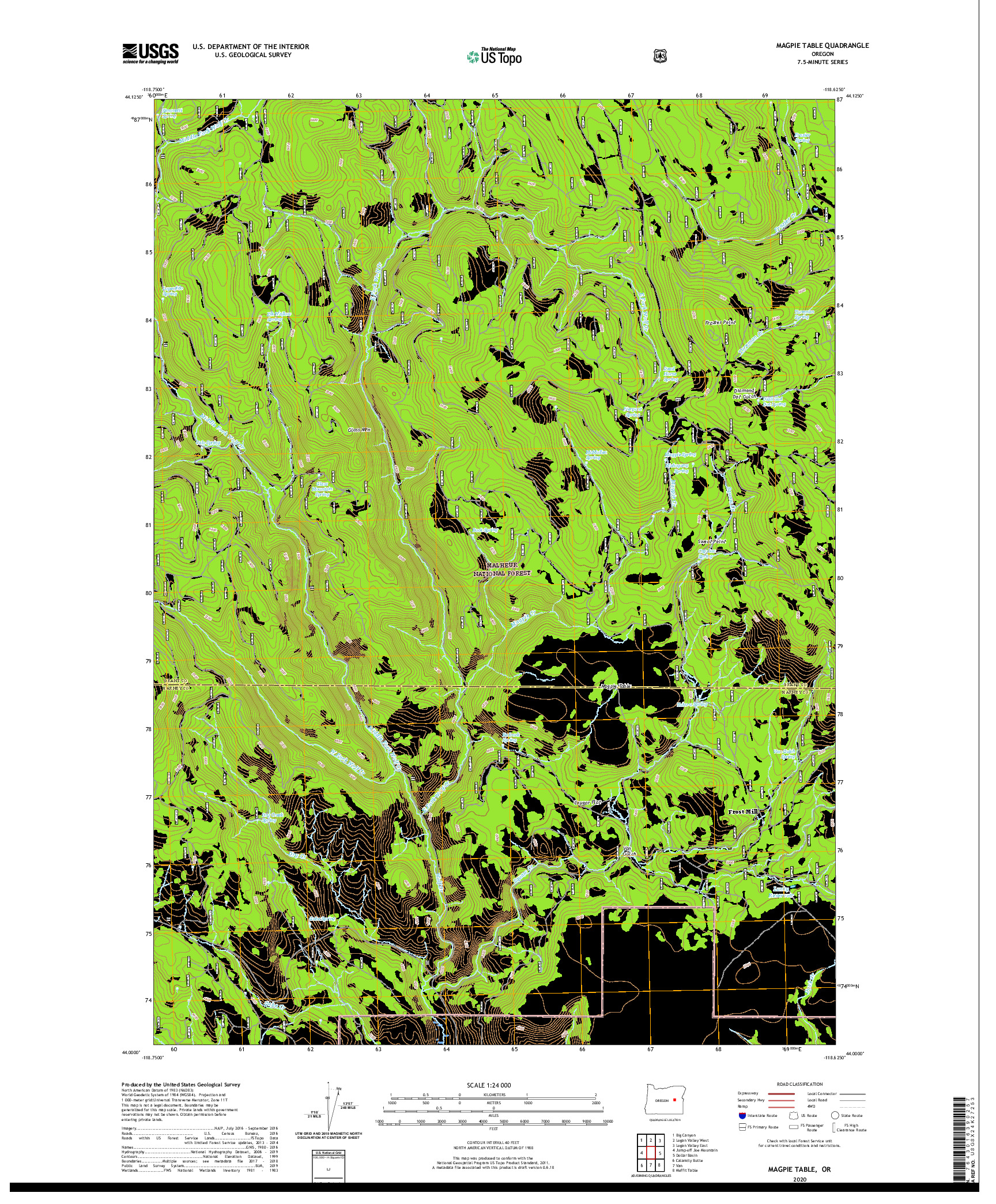 USGS US TOPO 7.5-MINUTE MAP FOR MAGPIE TABLE, OR 2020