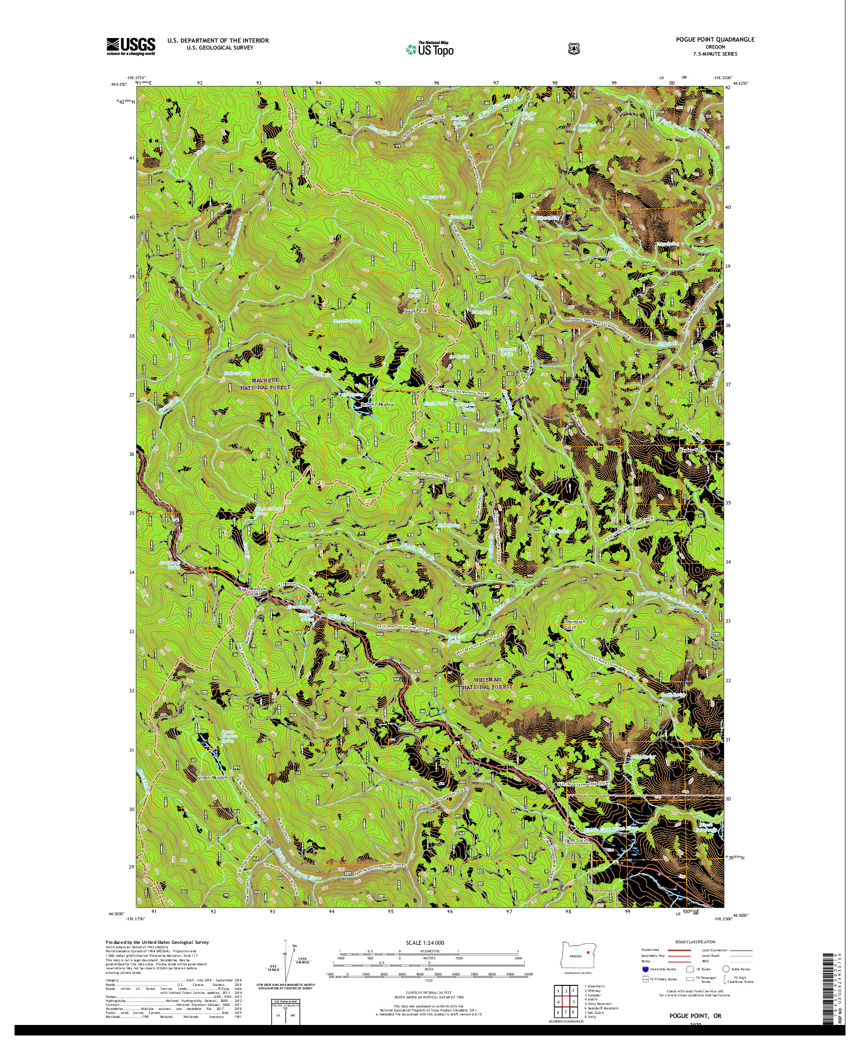 USGS US TOPO 7.5-MINUTE MAP FOR POGUE POINT, OR 2020