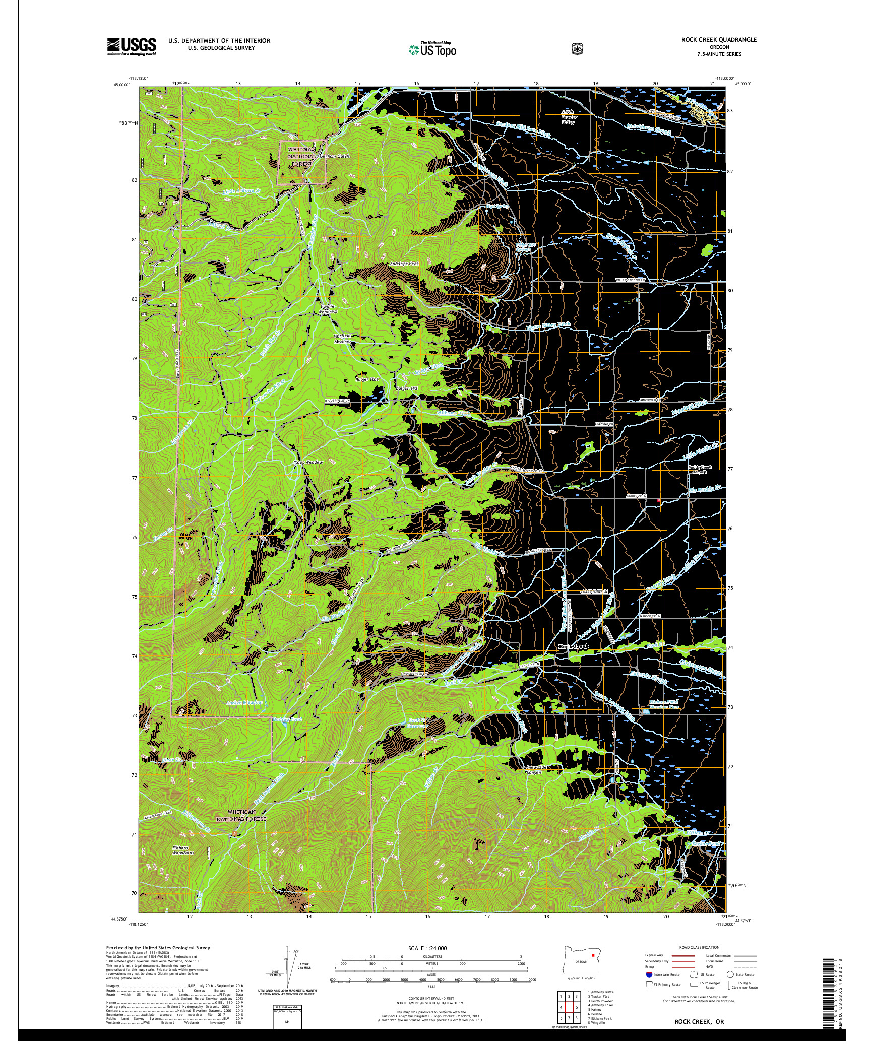 USGS US TOPO 7.5-MINUTE MAP FOR ROCK CREEK, OR 2020