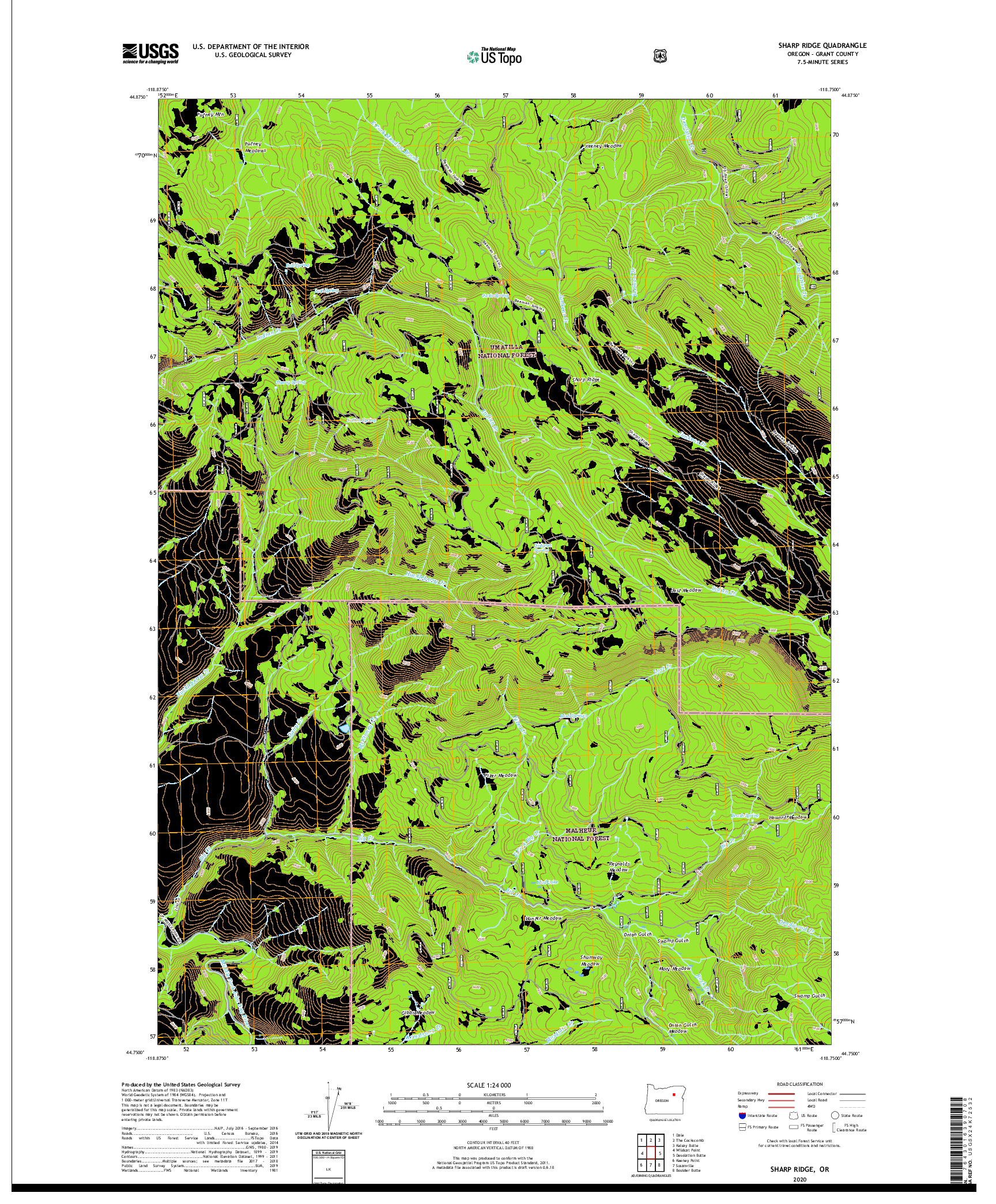 USGS US TOPO 7.5-MINUTE MAP FOR SHARP RIDGE, OR 2020