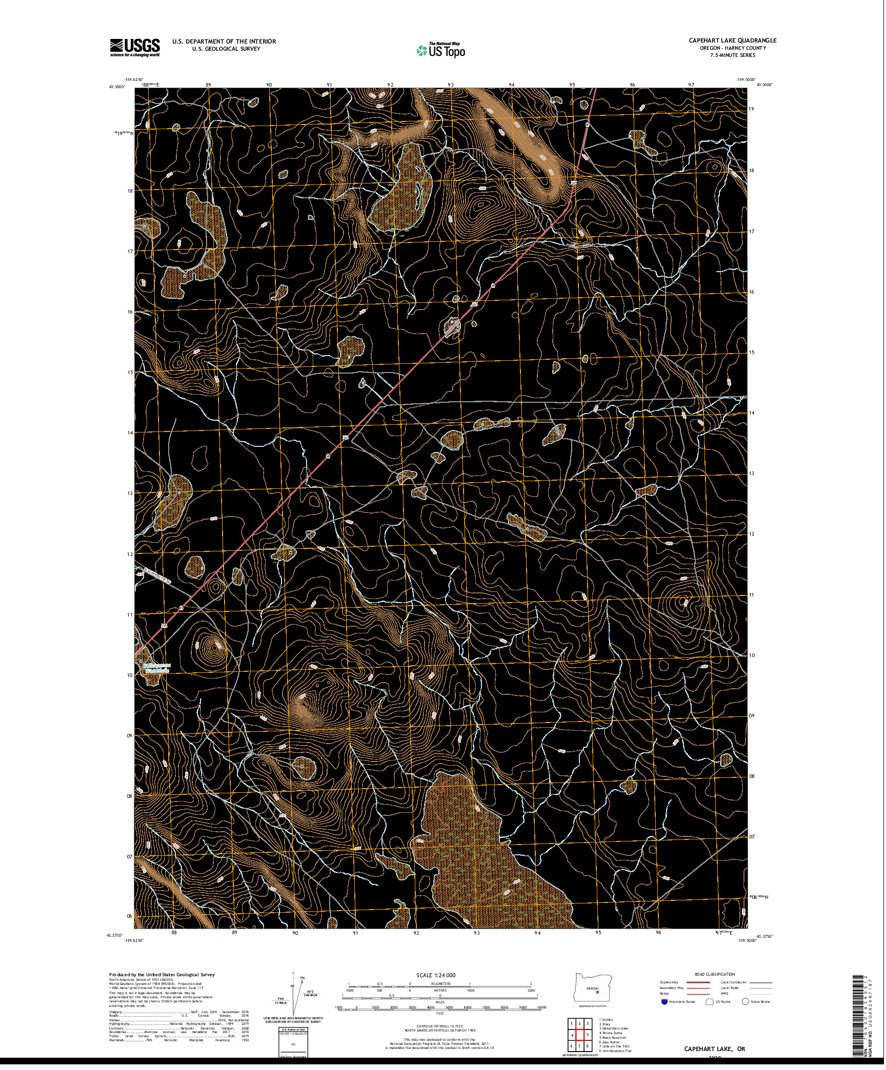 USGS US TOPO 7.5-MINUTE MAP FOR CAPEHART LAKE, OR 2020